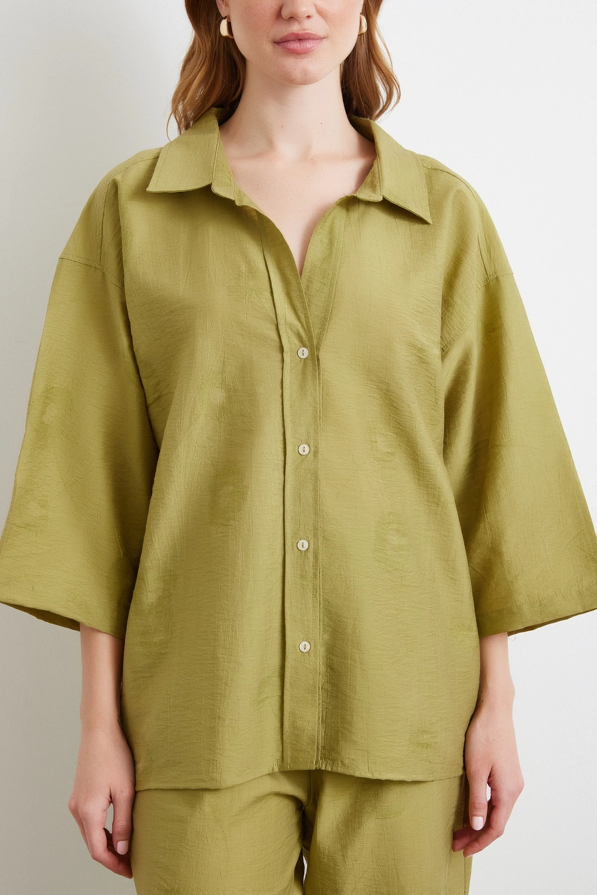 Fakir Kol Oversize Gömlek Yeşil