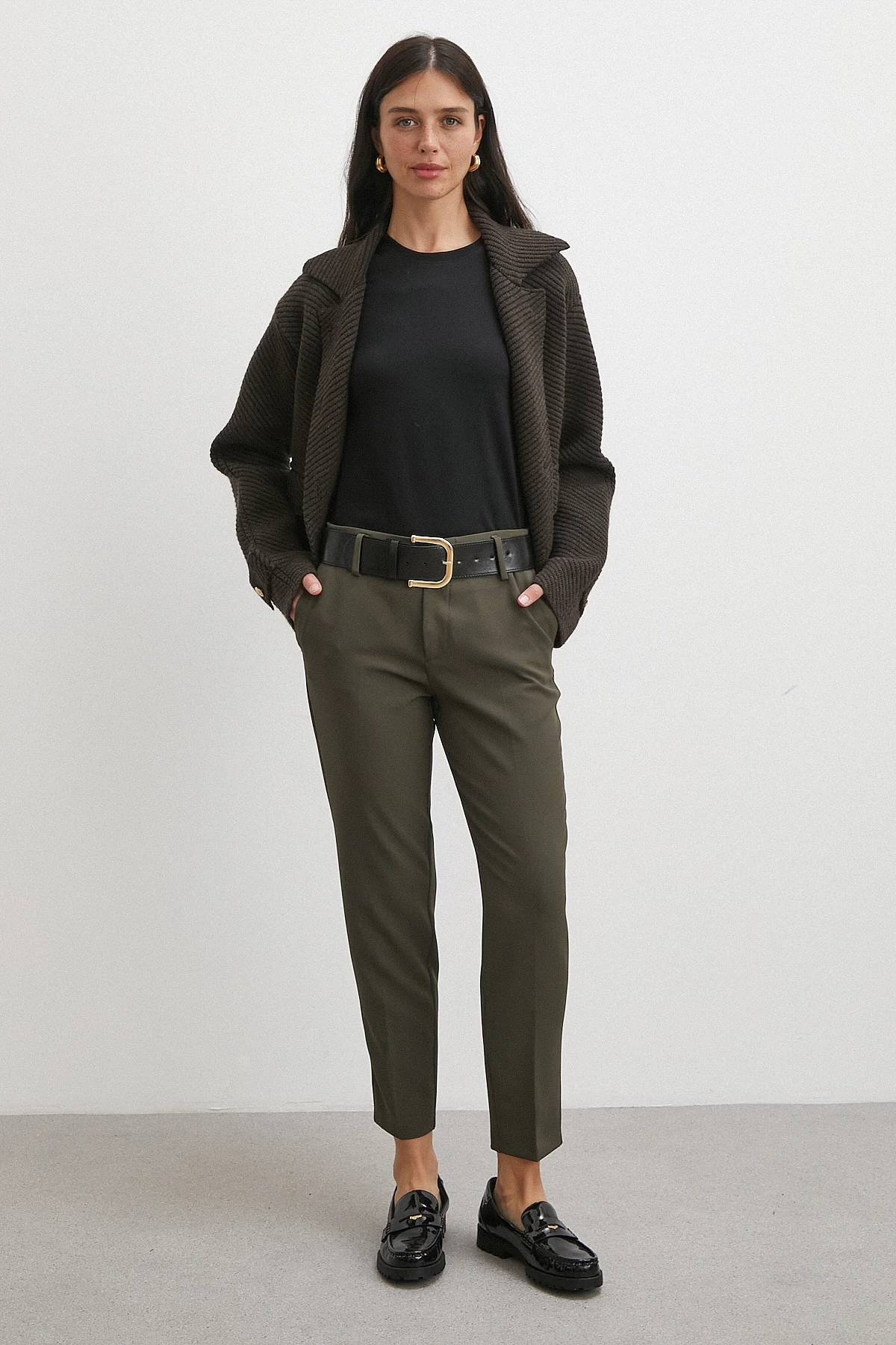 Kemer Havuç Paça Pantolon Haki