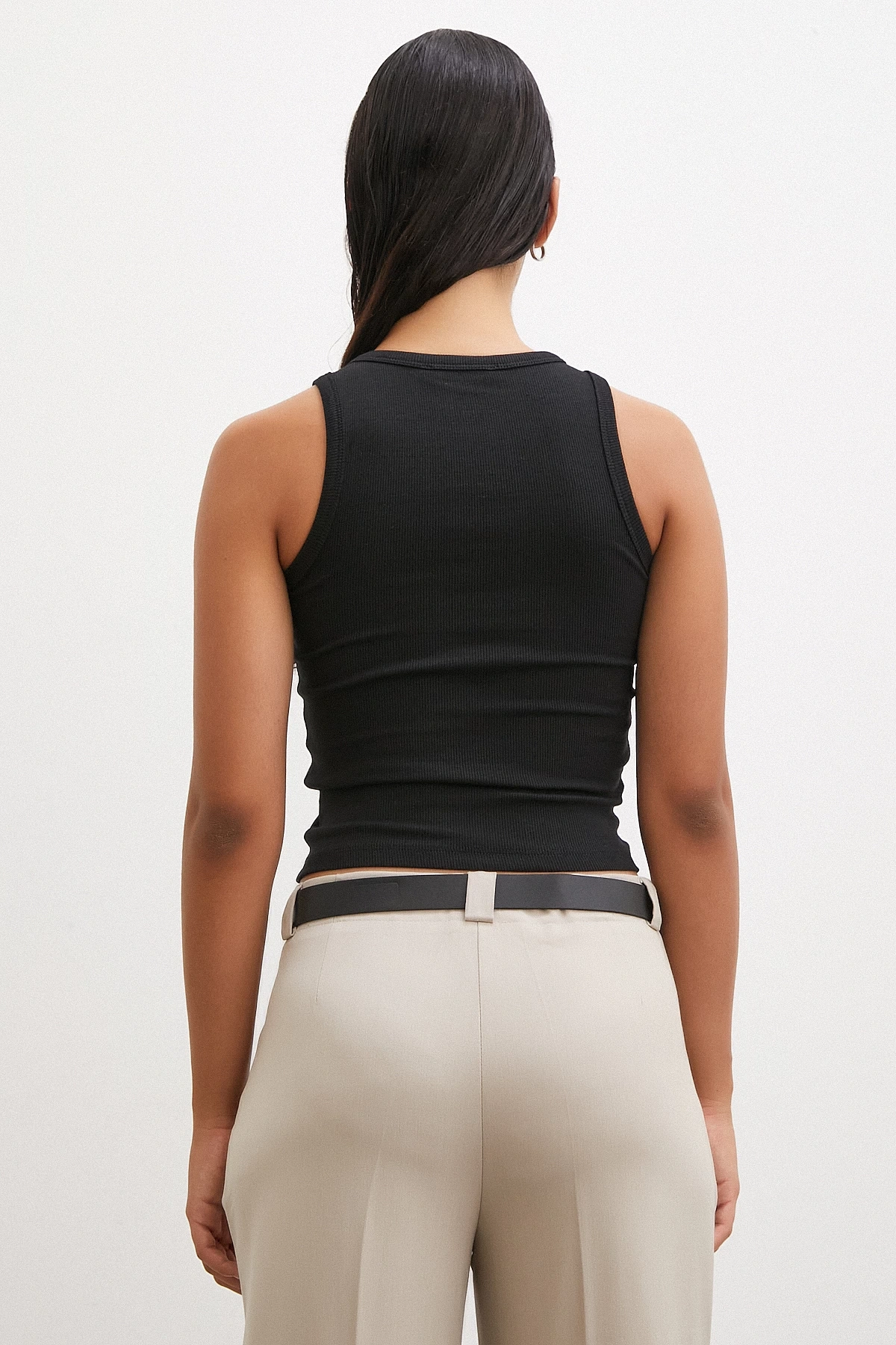 Bisiklet Yaka Top Siyah