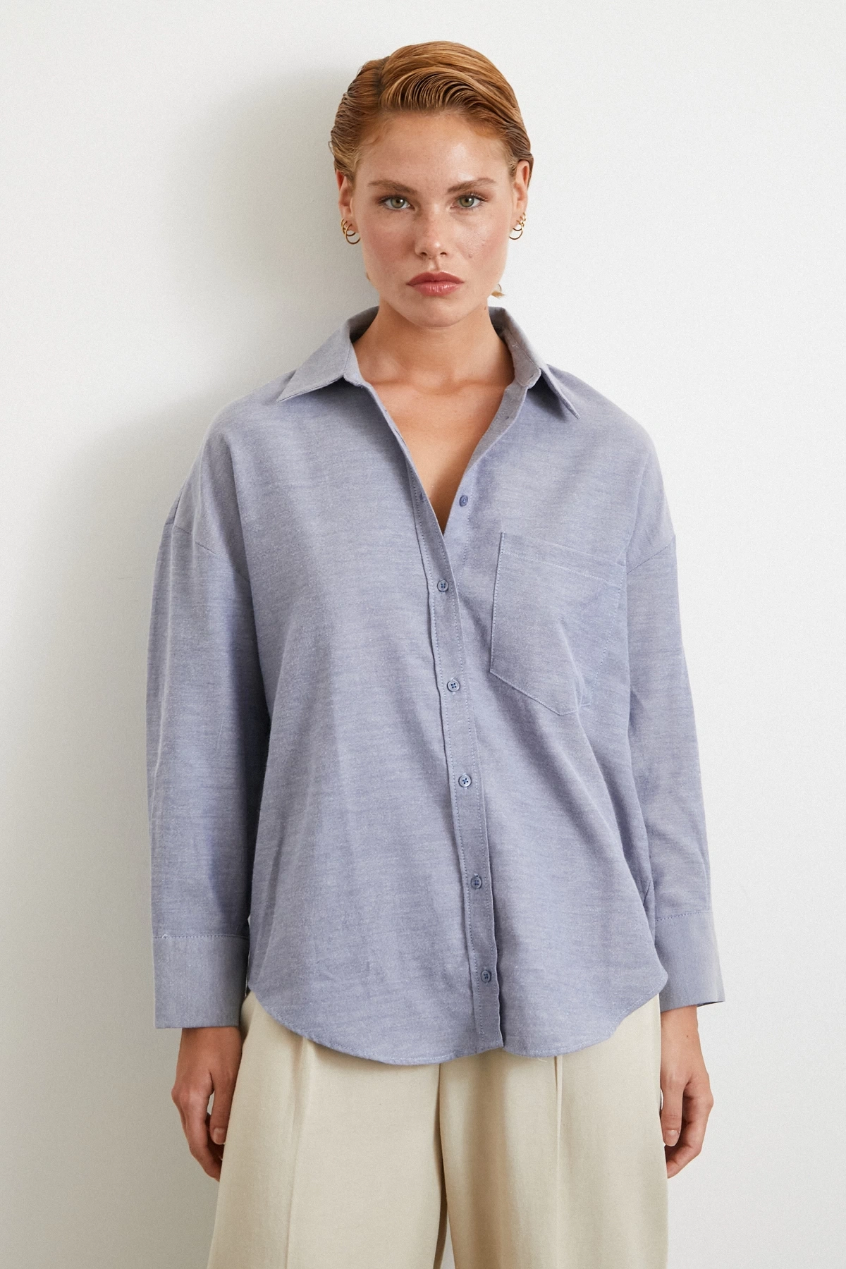 Robalı Klasik Gömlek Koyu Lacivert