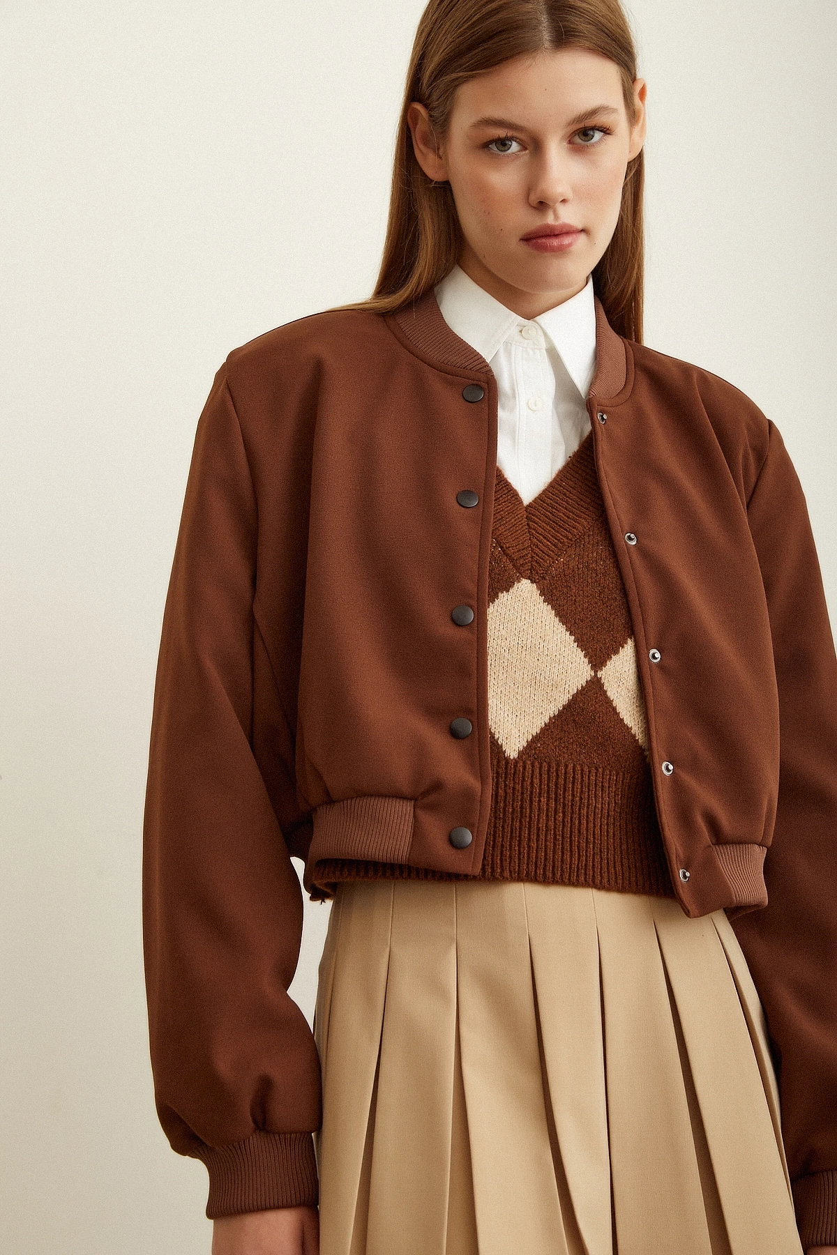 Astarlı Çıt Çıtlı Mont Kahve