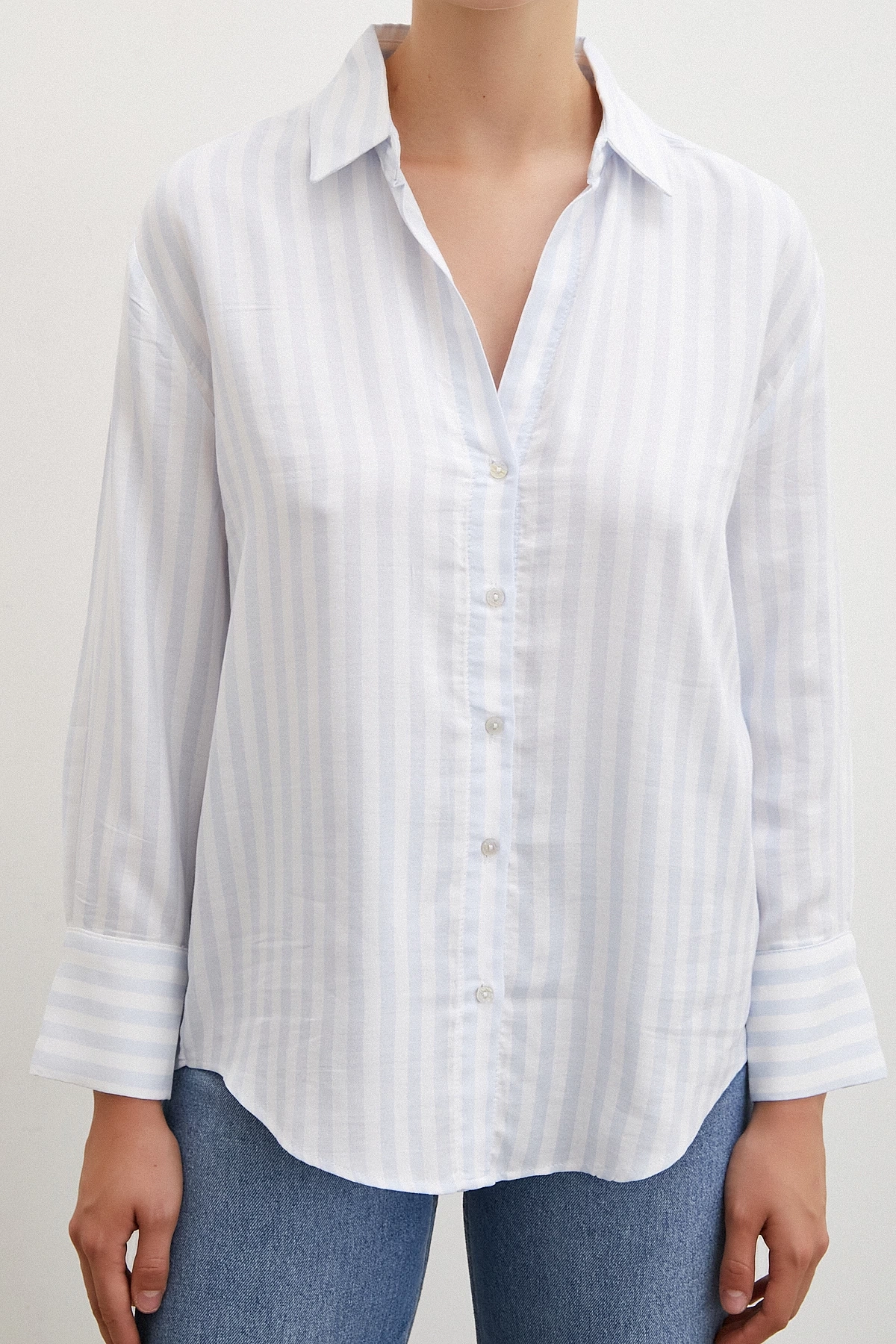 Çizgili Gömlek Mavi