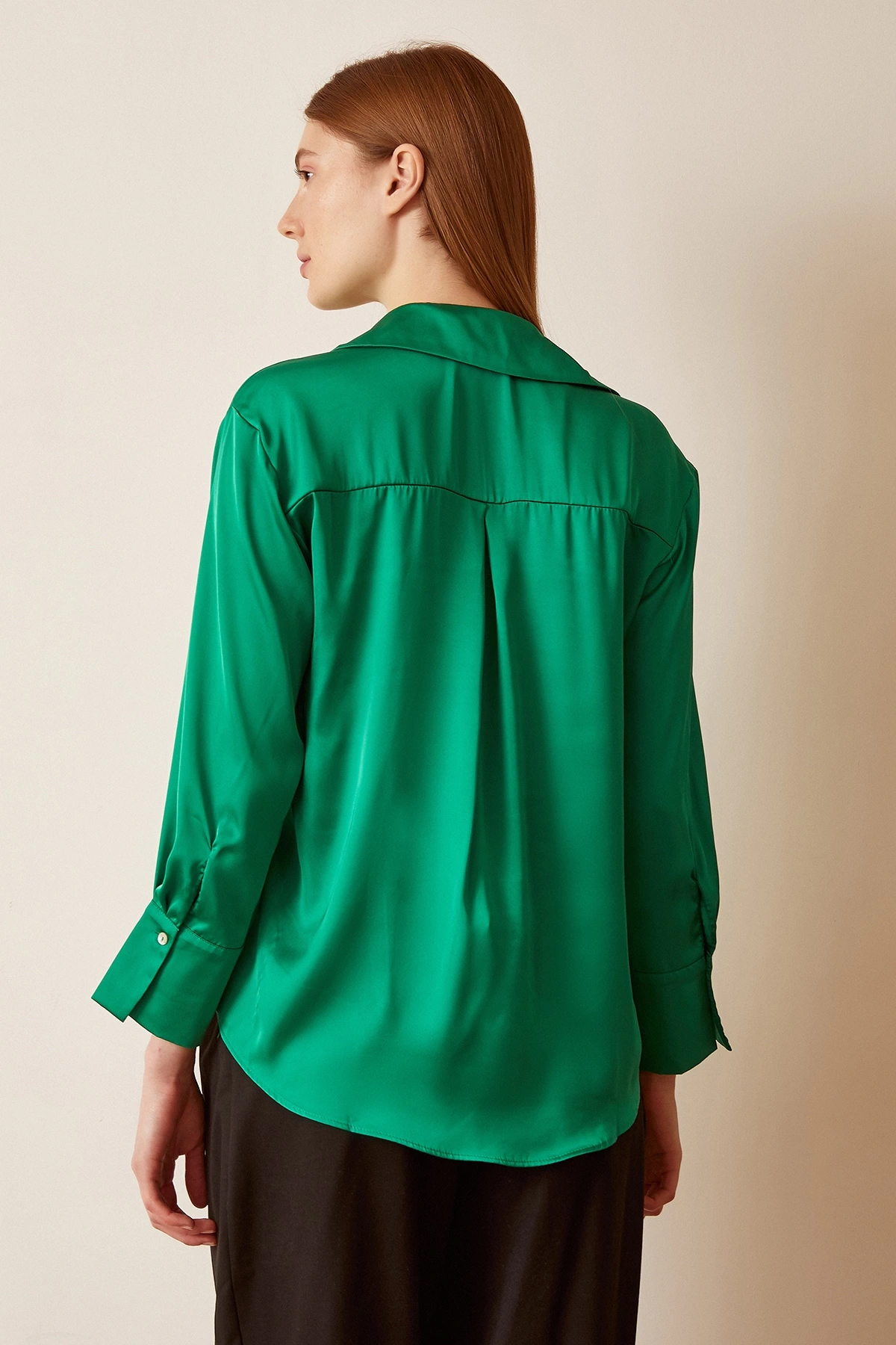 Basic Saten Gömlek Yeşil
