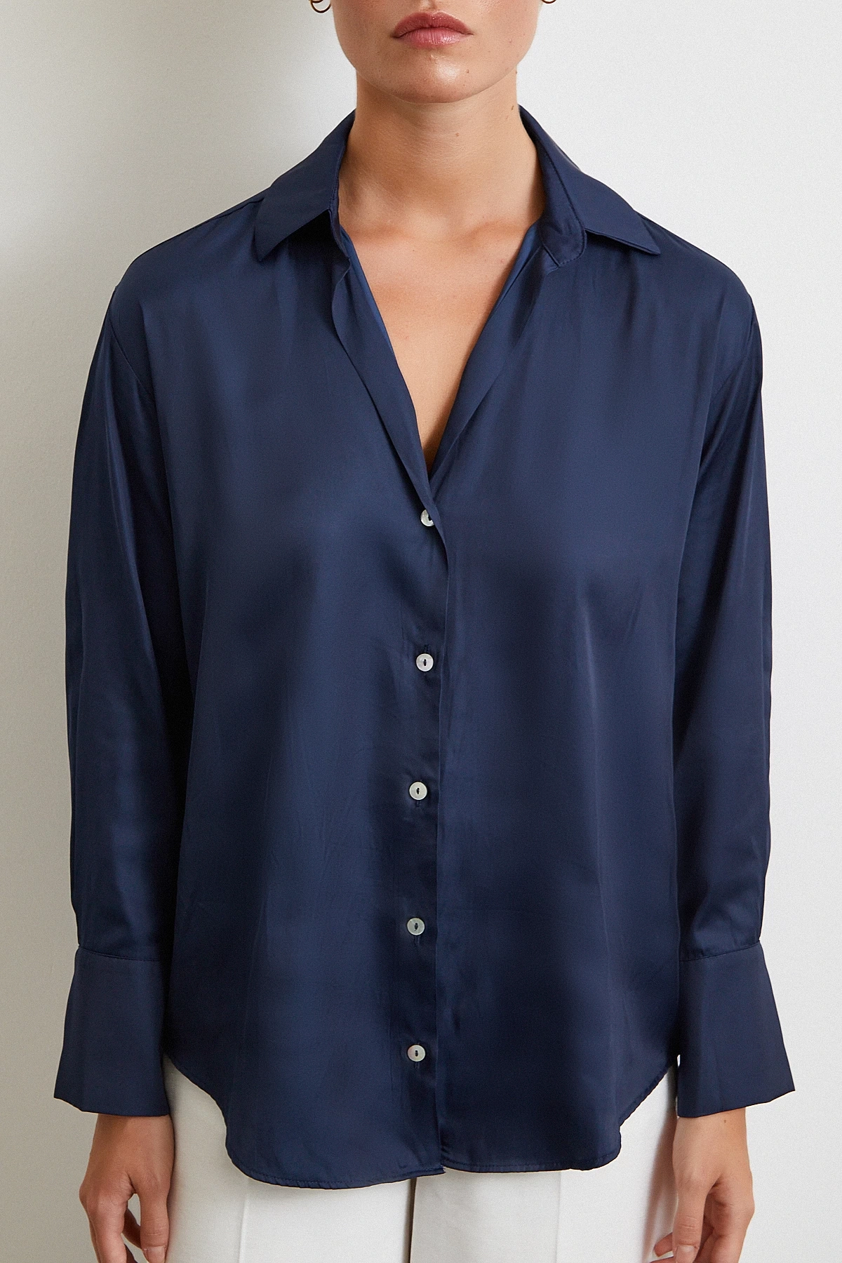 Diagonal Desen Gömlek Lacivert