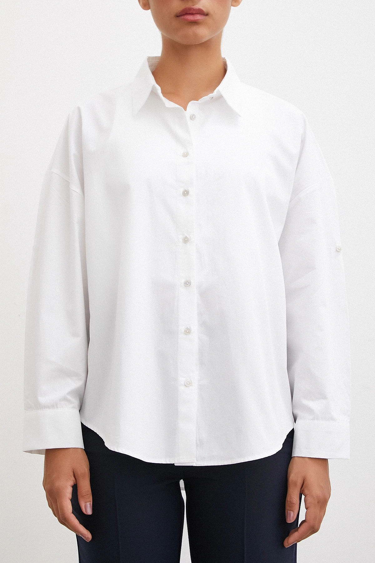 Kol Apoletli Gömlek Beyaz