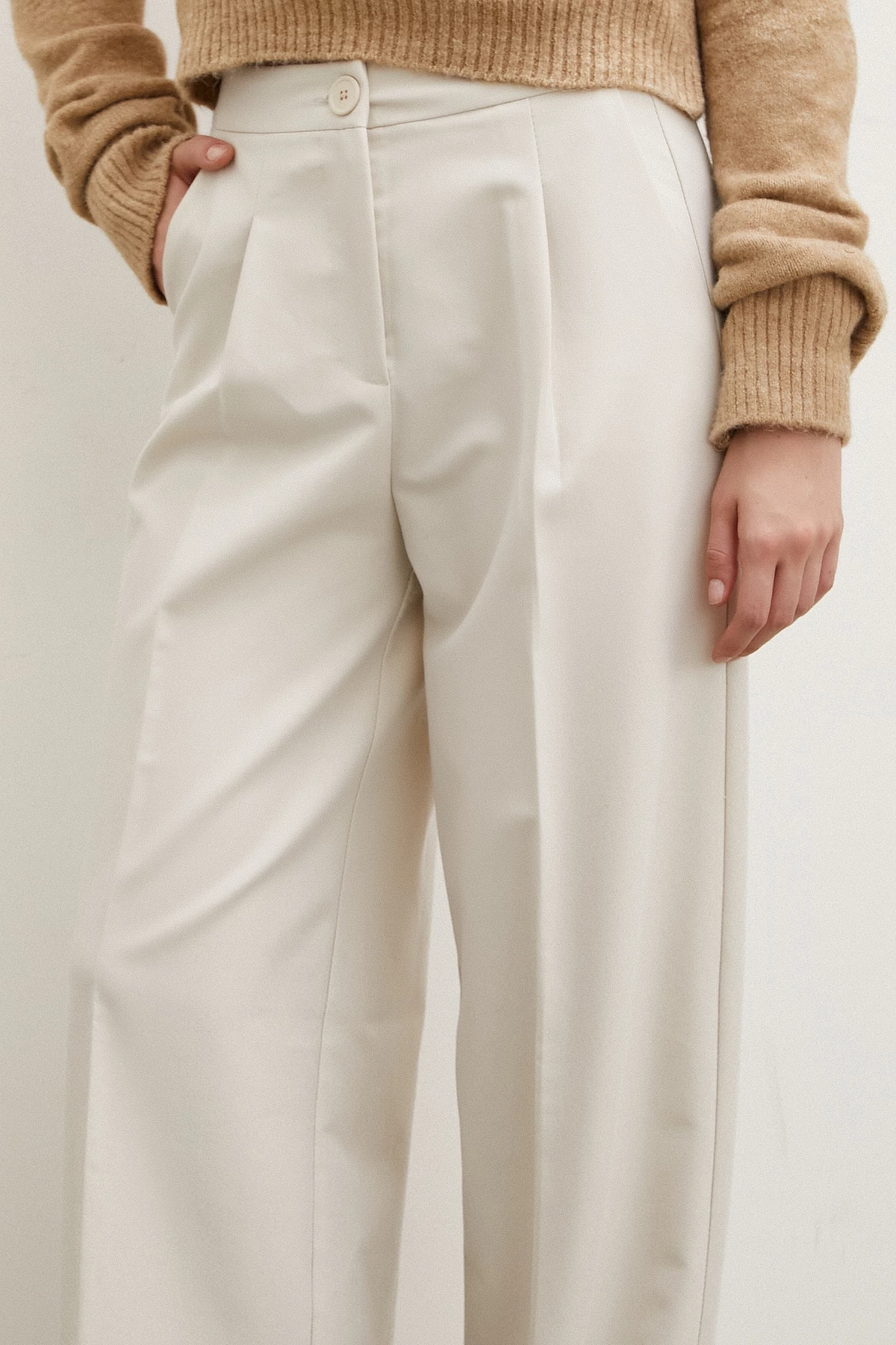 Geniş Paça Pantolon Krem