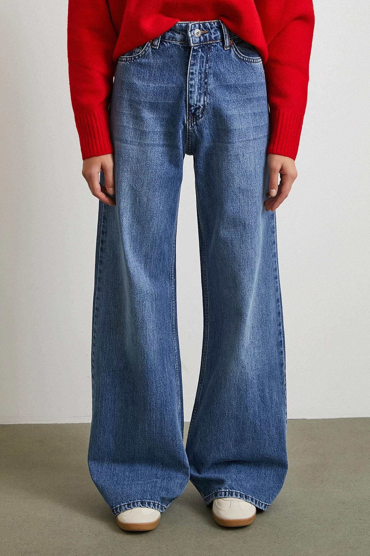 Yüksek Bel Wide Leg Jean Mavi