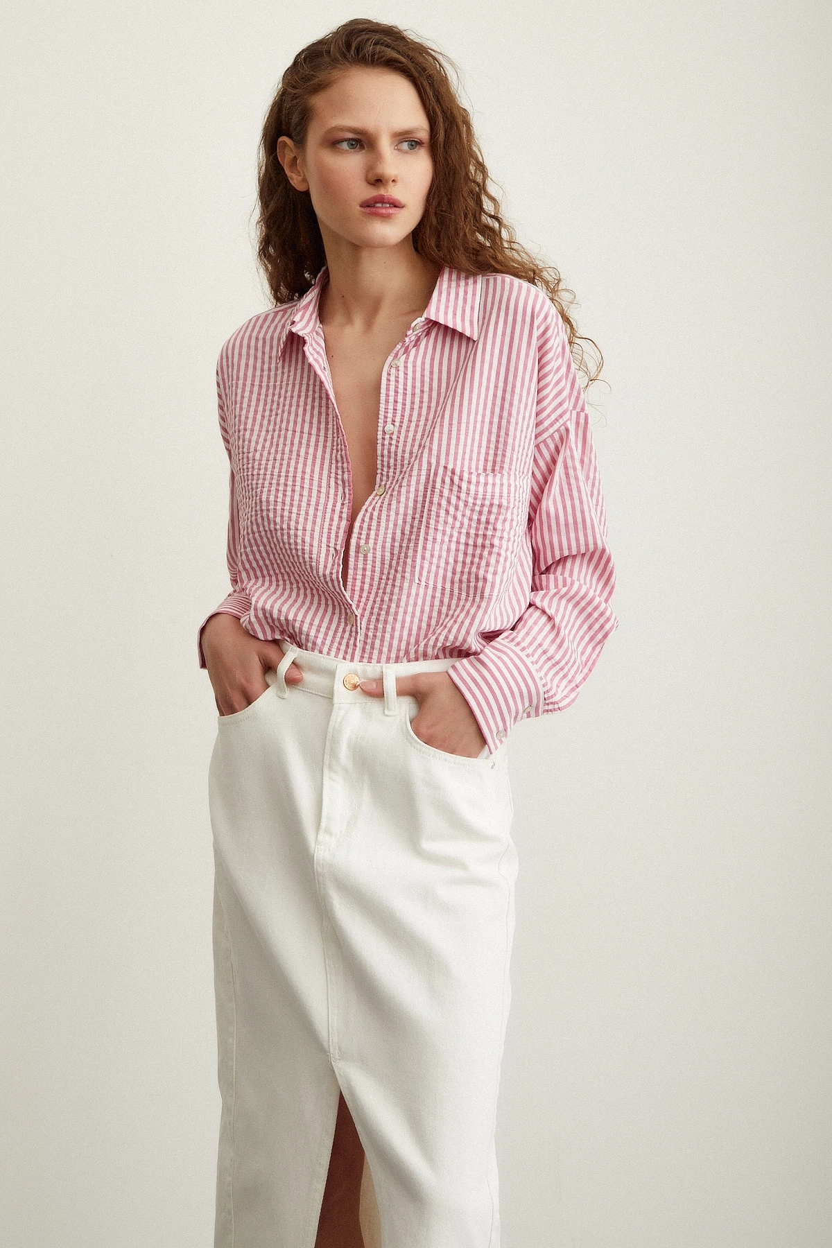 Çizgili Gömlek Pembe
