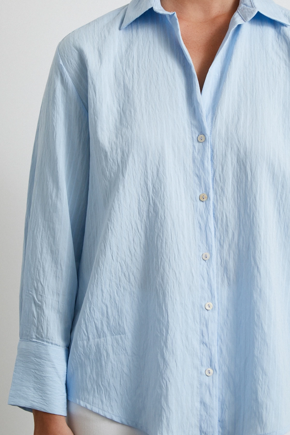 Paralel Çizgili Gömlek Mavi