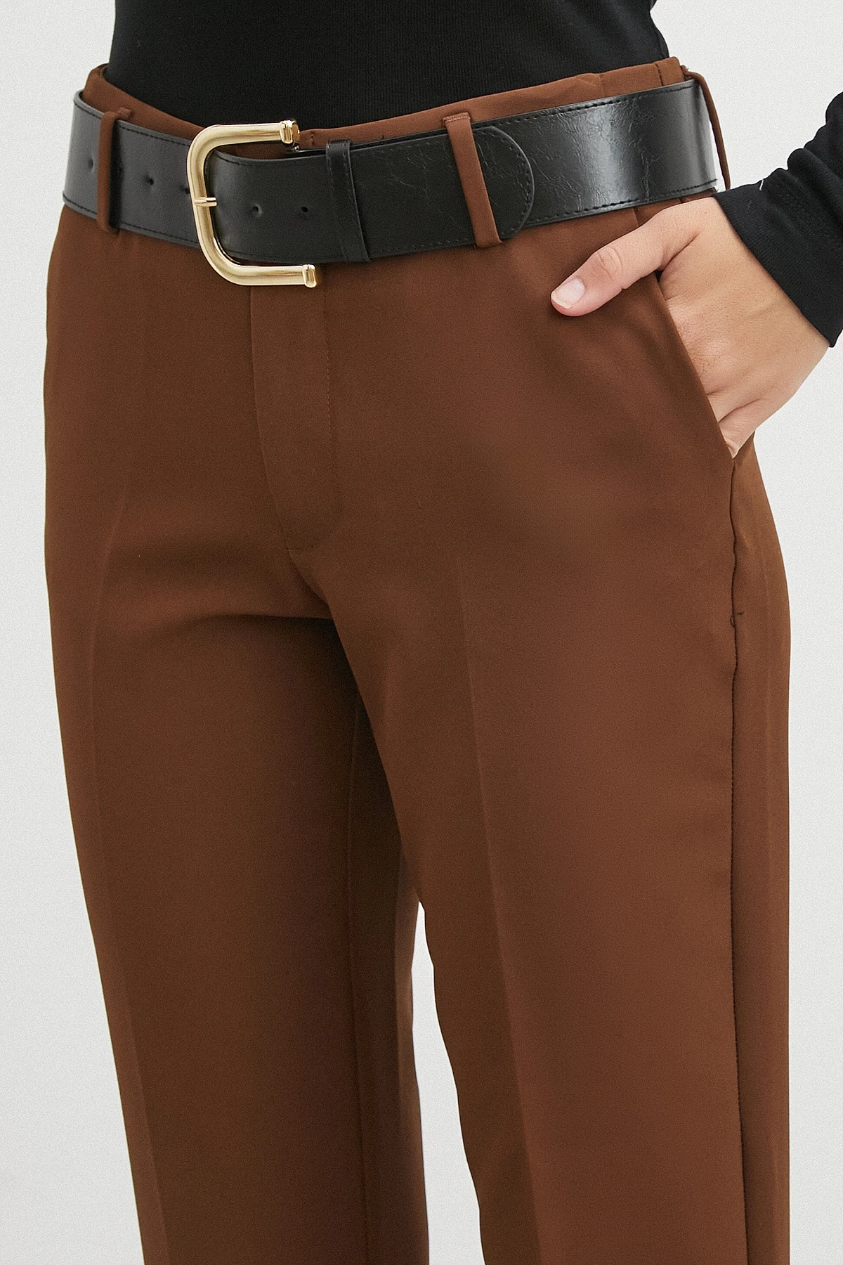 Kemer Havuç Paça Pantolon Kahve