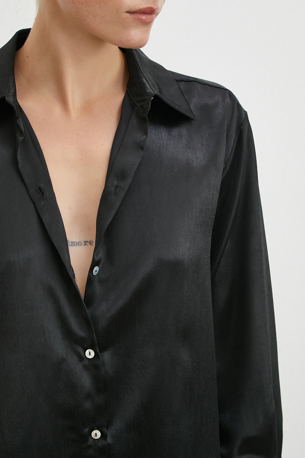 Klasik Saten Gömlek Siyah