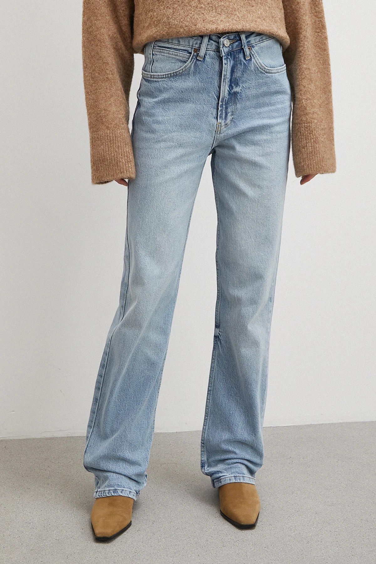 Yüksek Bel Straight Fit Jean Buz Mavisi