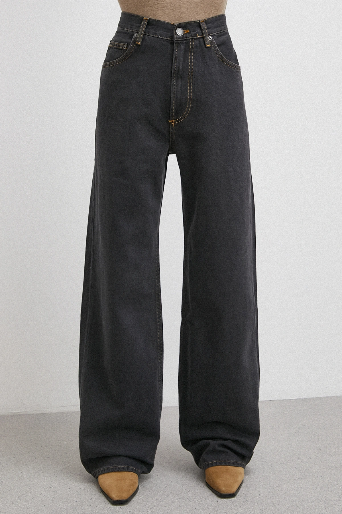 Beş Cepli Yüksek Bel Jean Siyah