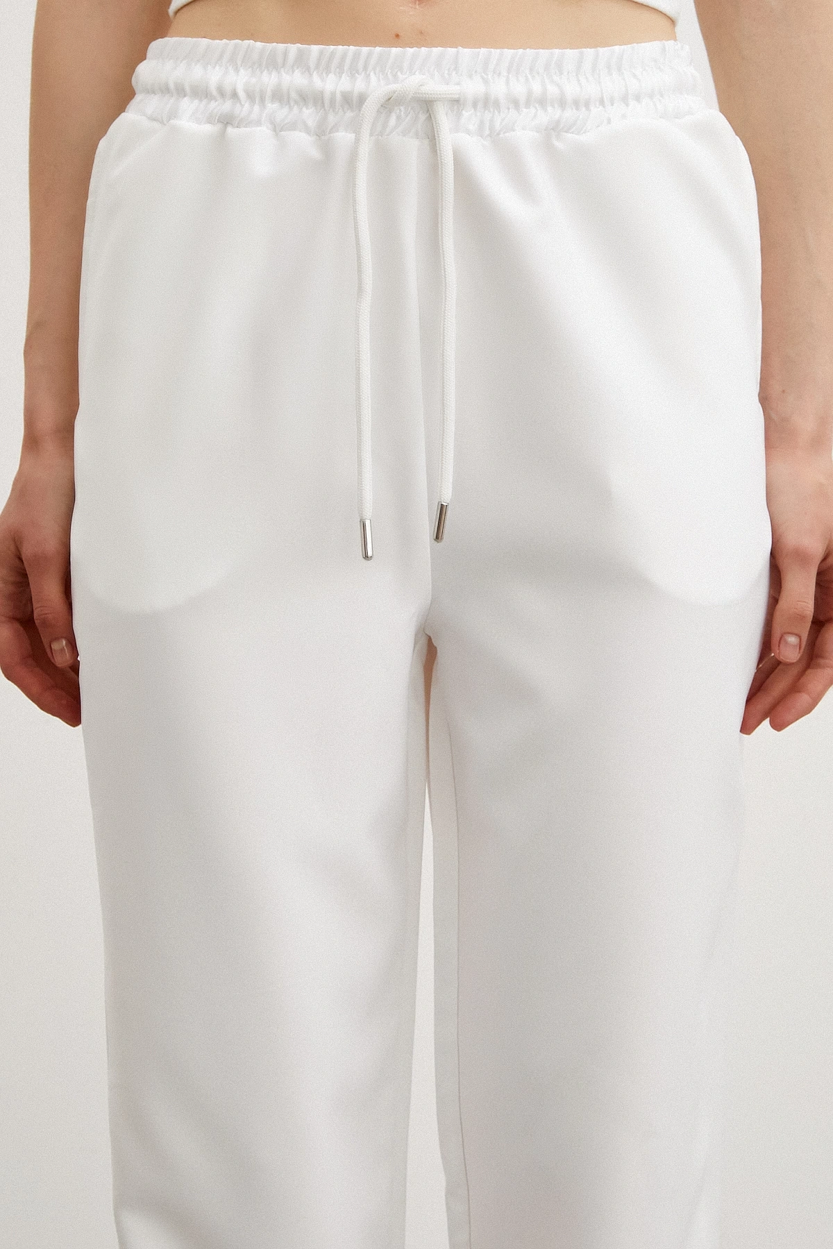 Likralı Eşofman Altı Beyaz