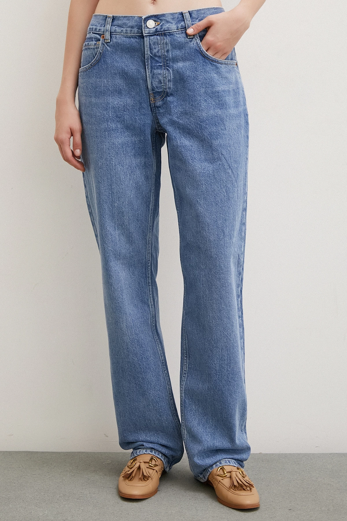 Beş Cepli Boru Paça Jean Mavi