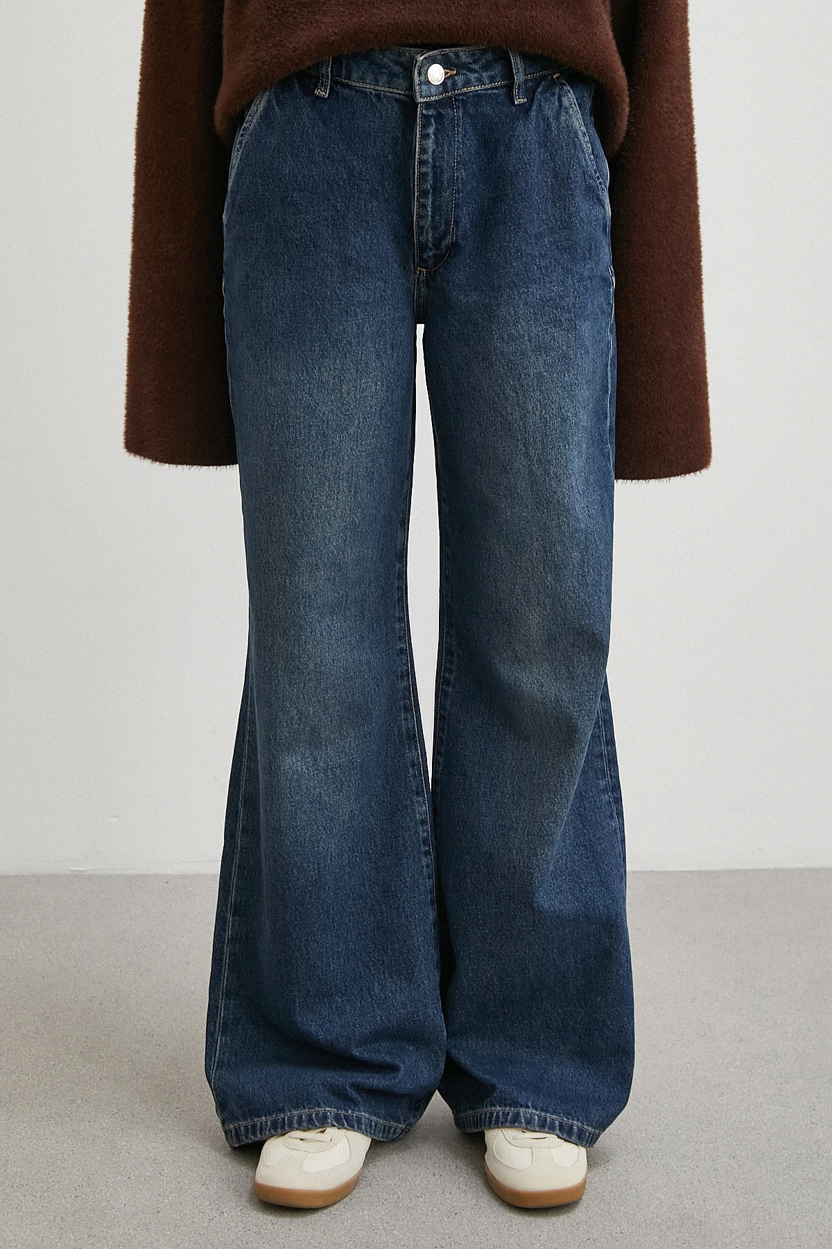 Yüksek Bel Flare Jean Lacivert