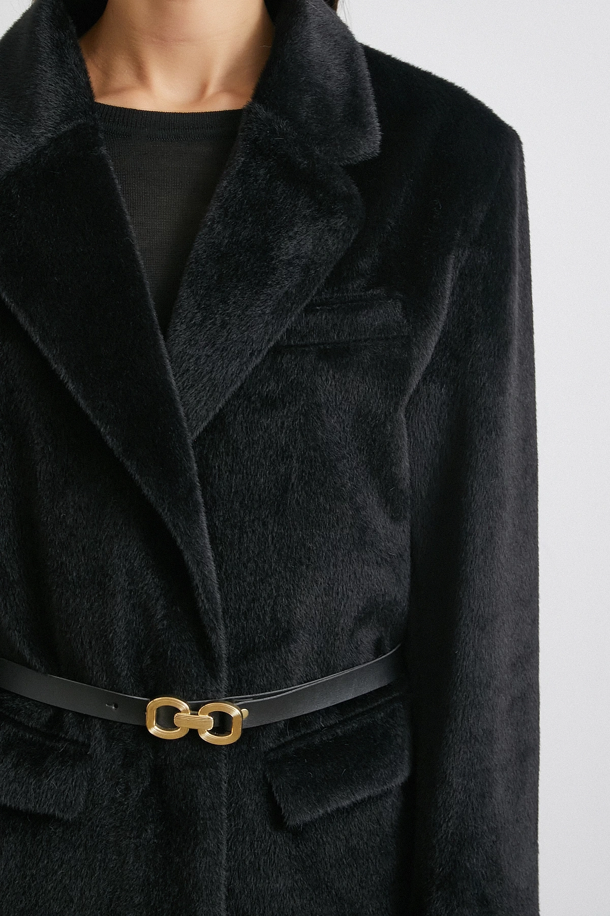 Kemer Tay Flock Ceket Siyah