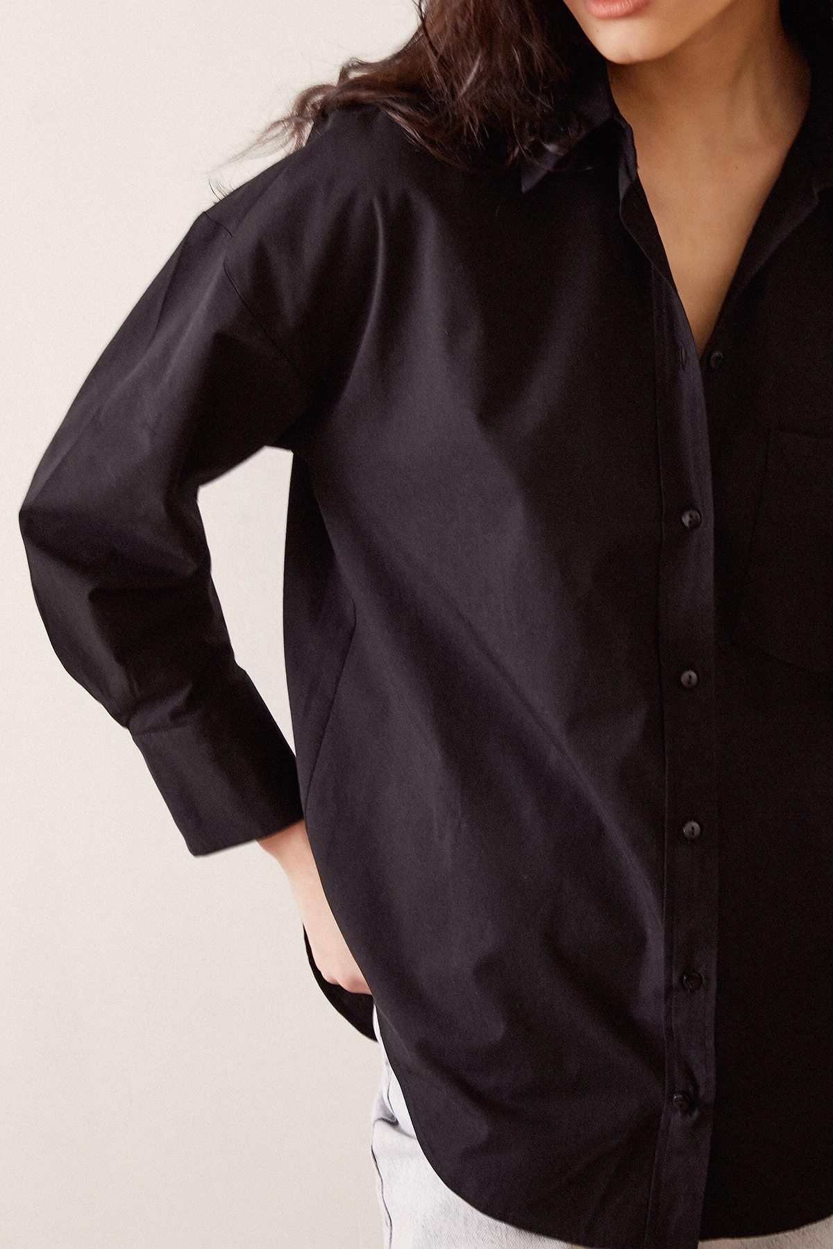 Basic Poplin Gömlek Siyah