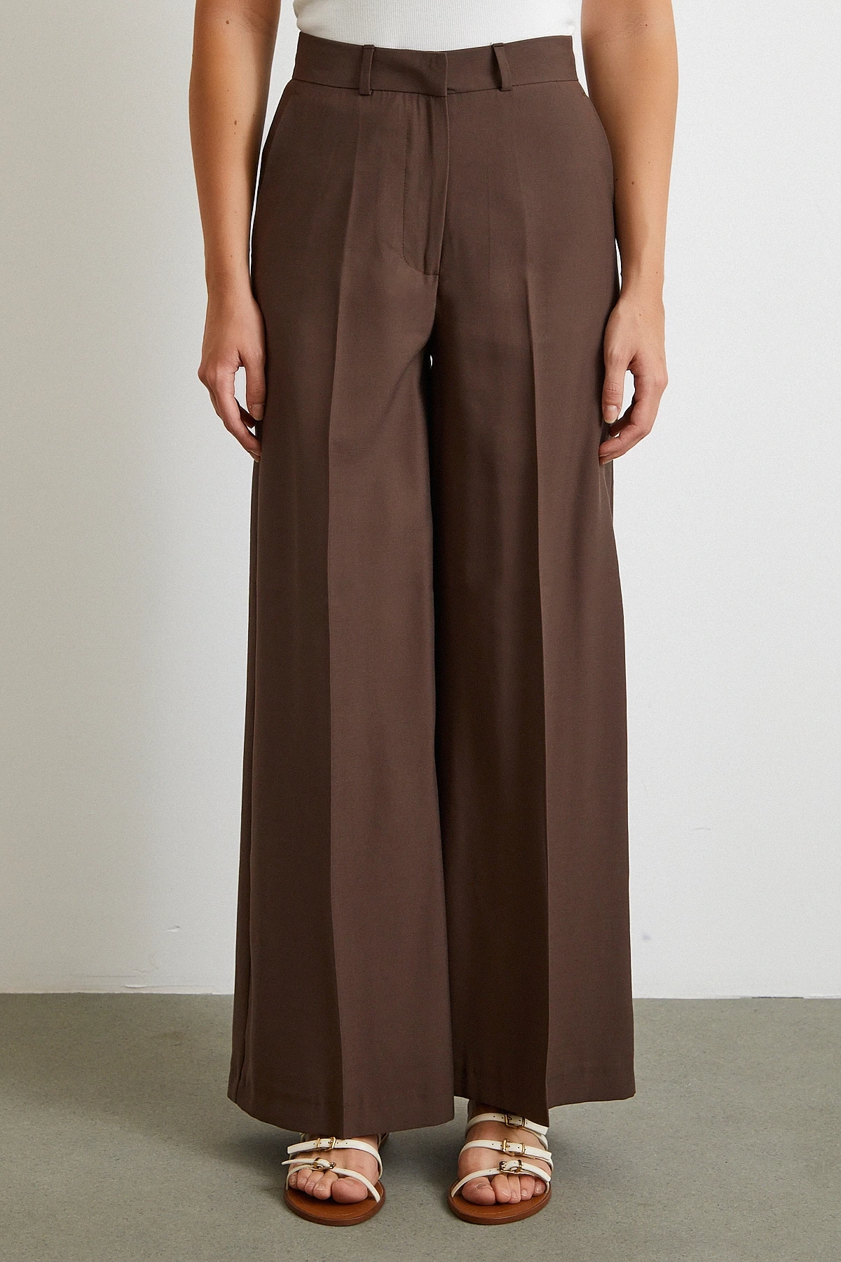 Geniş Paça Palazzo Pantolon Kahve
