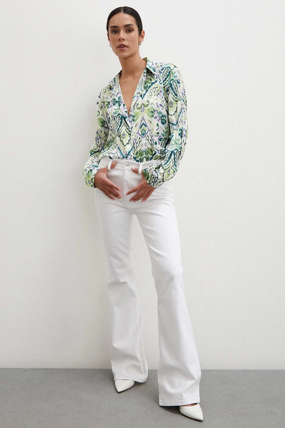 Saten Gömlek Yeşil