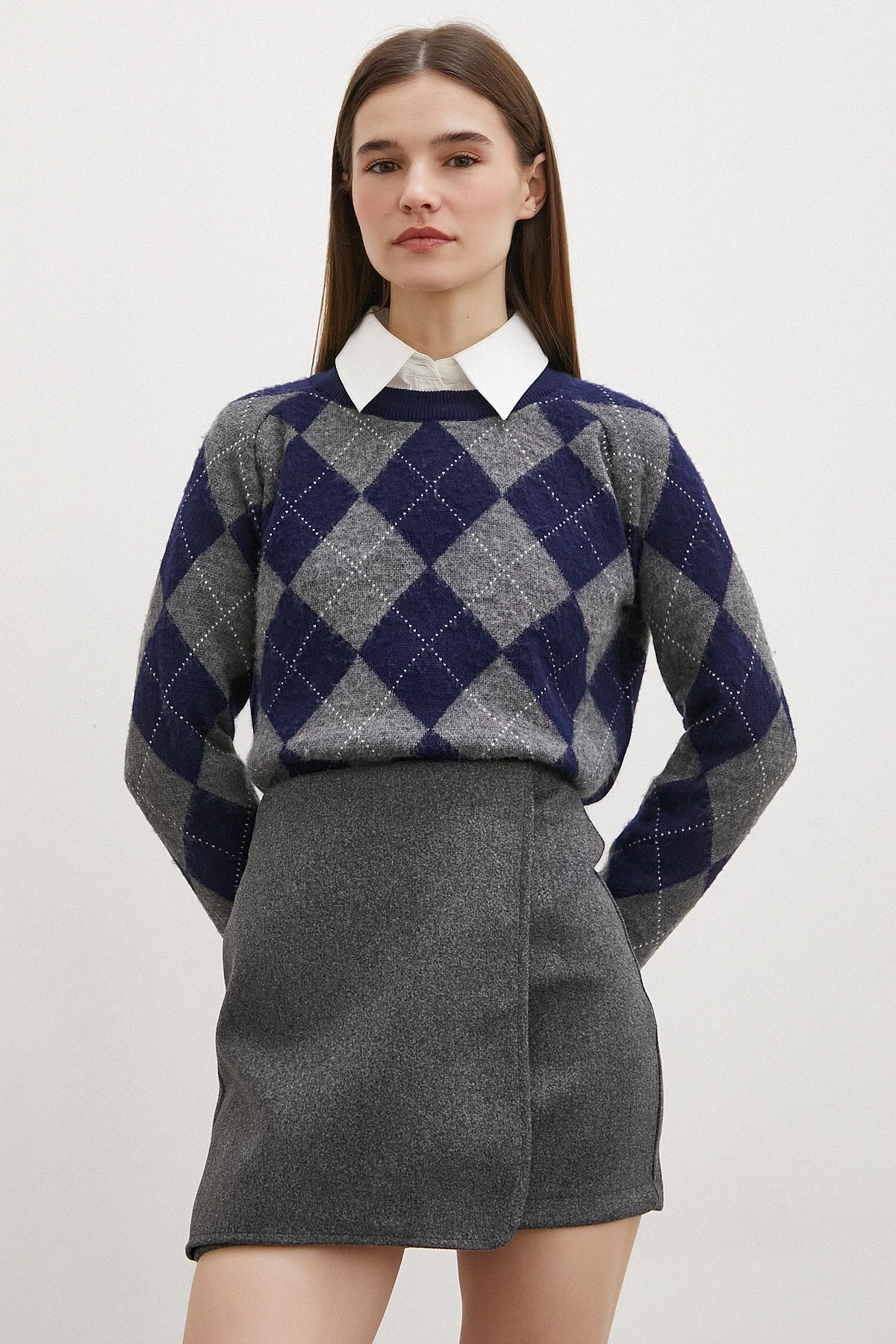 Önü Katlı Kaşe Etek Antirasit