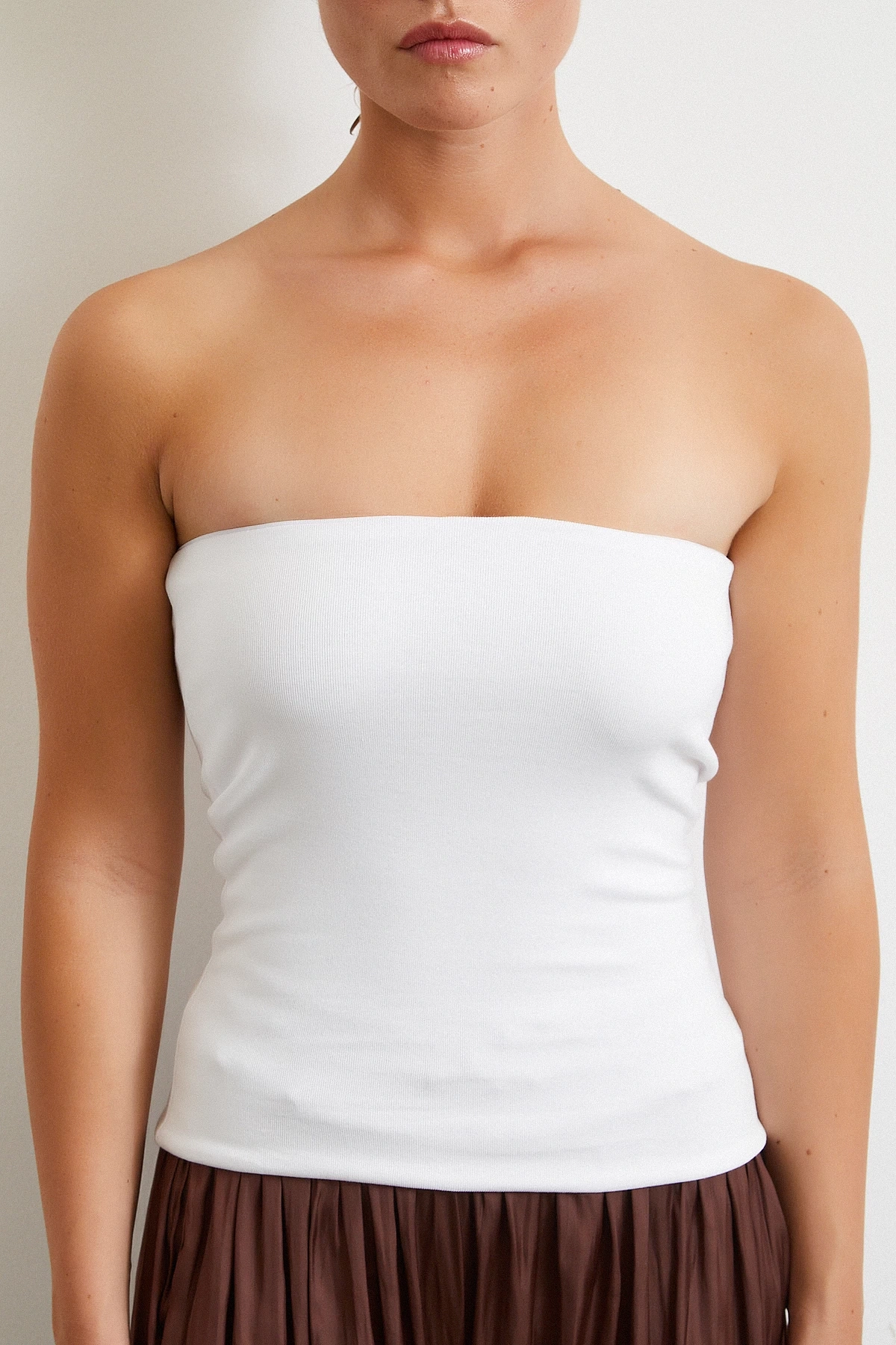 Straplez Top Beyaz