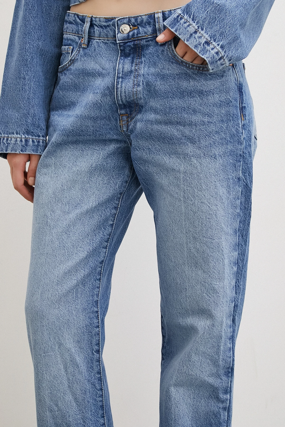 Beş Cepli Yülsel Bel Regular Fit Jean Mavi