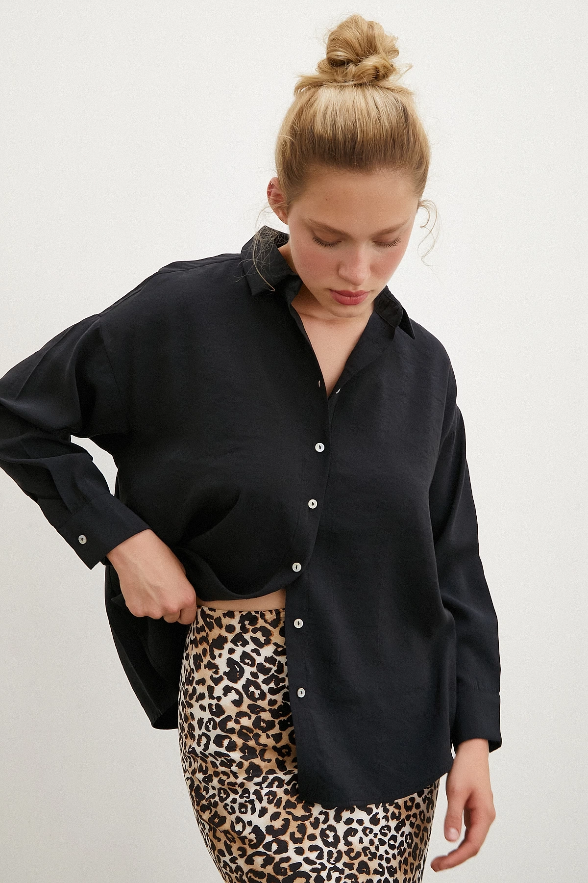 Basic Modal Gömlek Siyah
