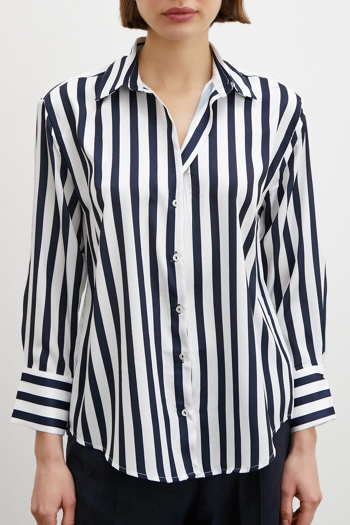 Robalı Çizgili Gömlek Lacivert