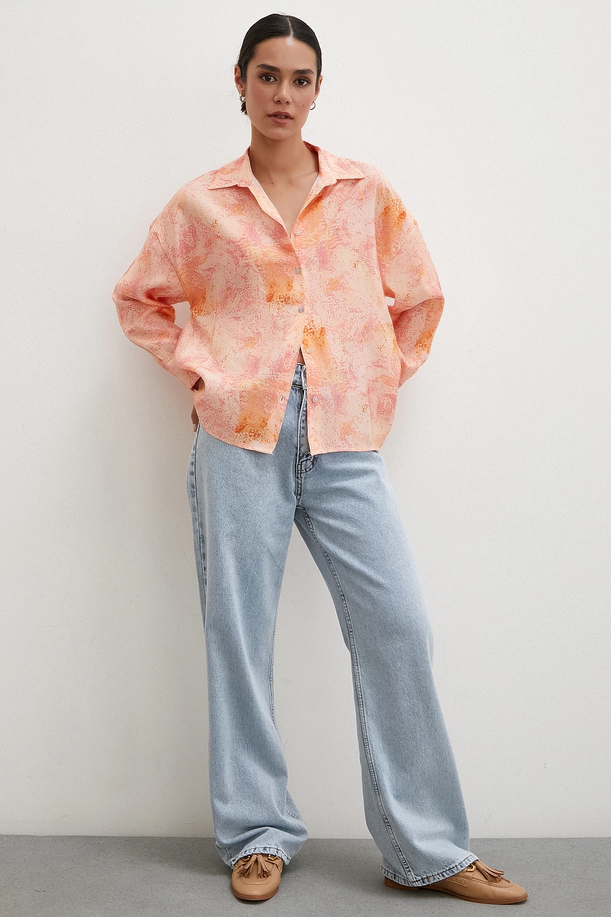 Damla Desenli Gömlek Pembe