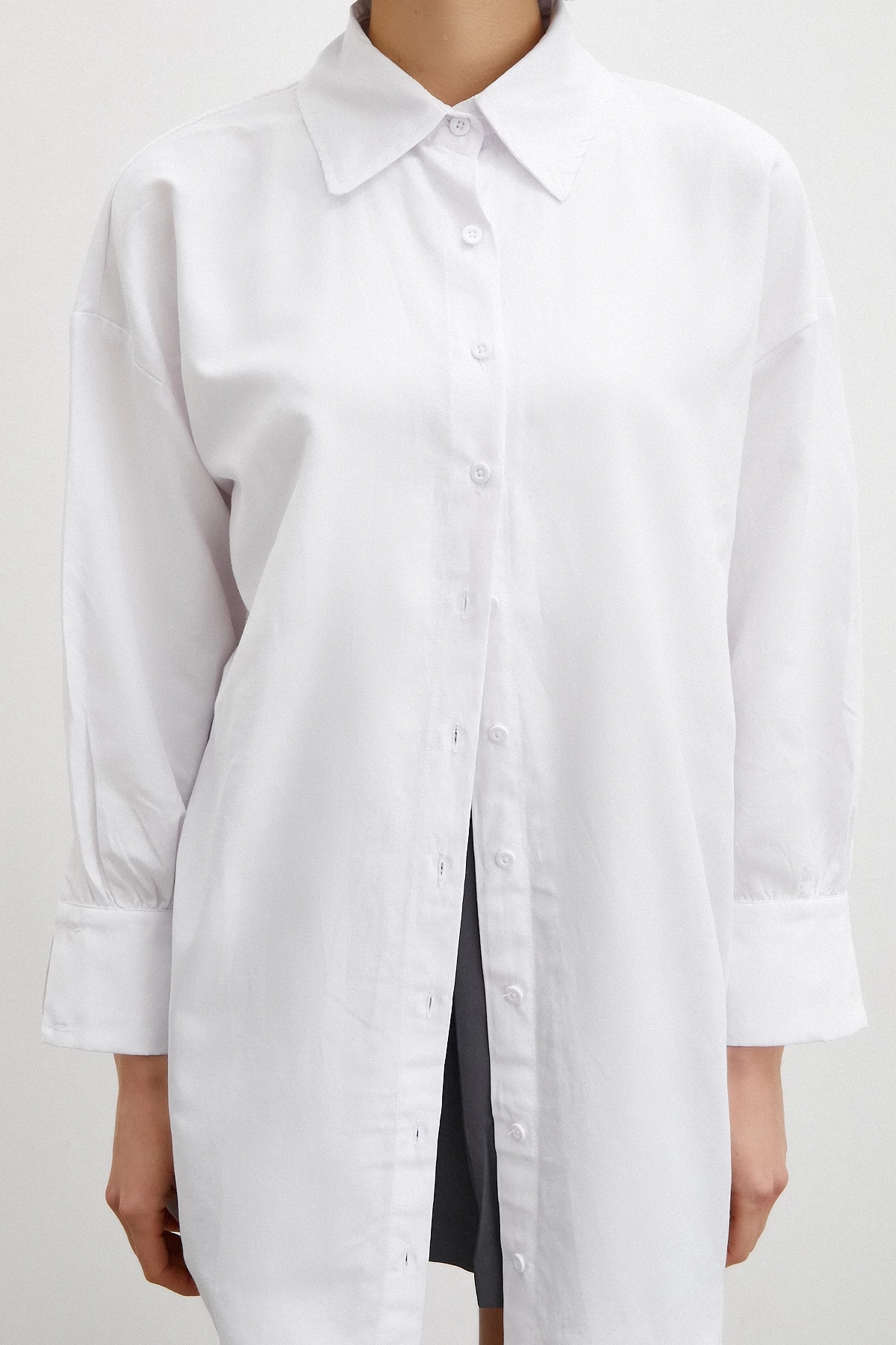 Gömlek Etek Elbise Gri