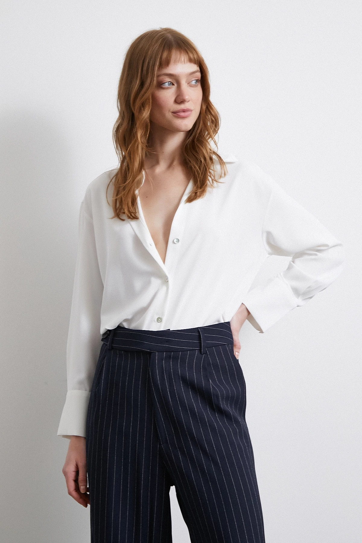 Klasik Saten Gömlek Ekru