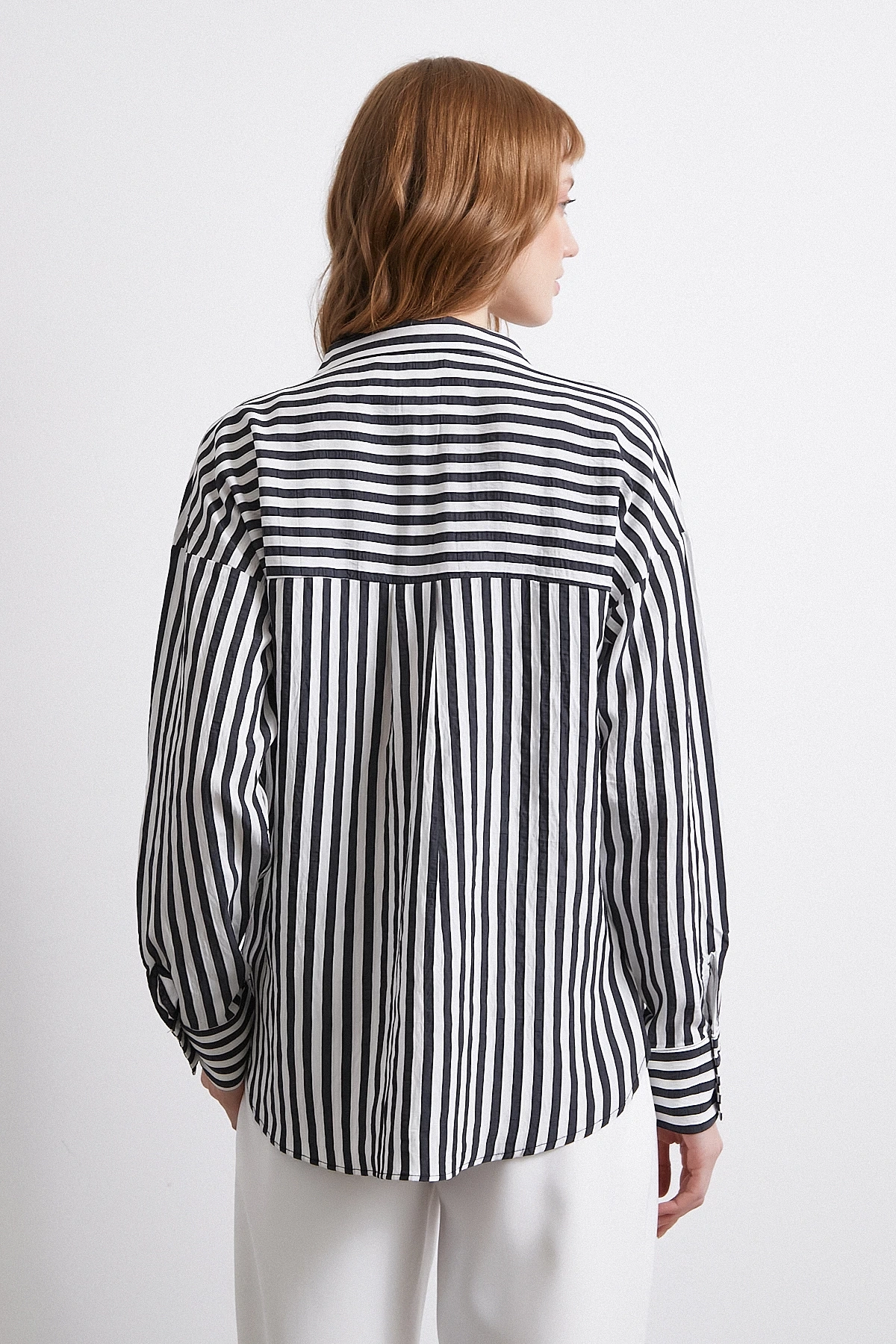 Multi Çizgili Cepli Gömlek Siyah