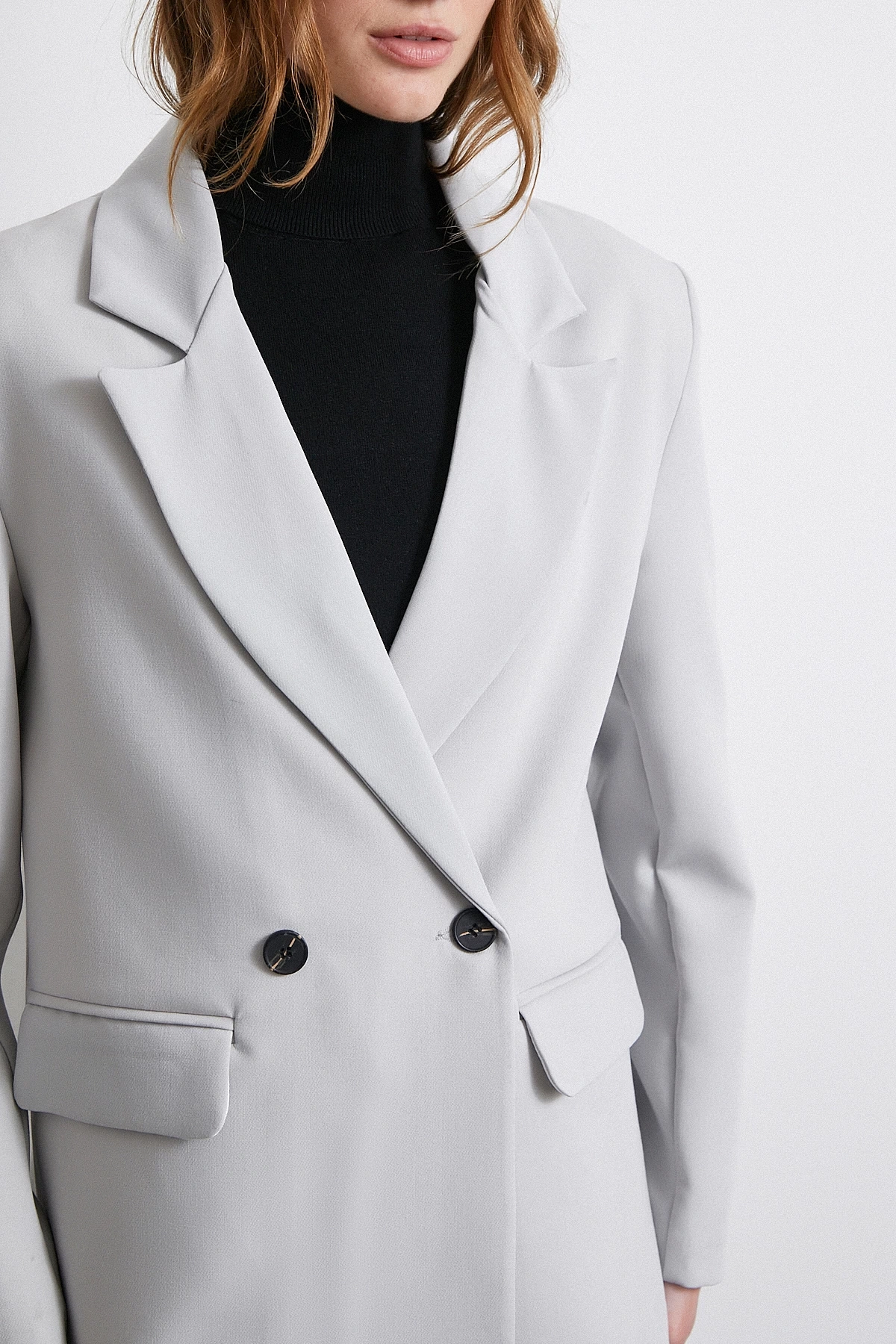 Klasik Poliviskon Ceket Gri