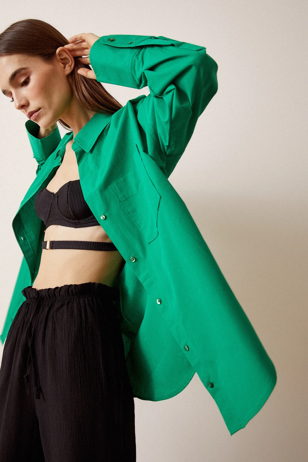 Klasik Poplin Gömlek Yeşil