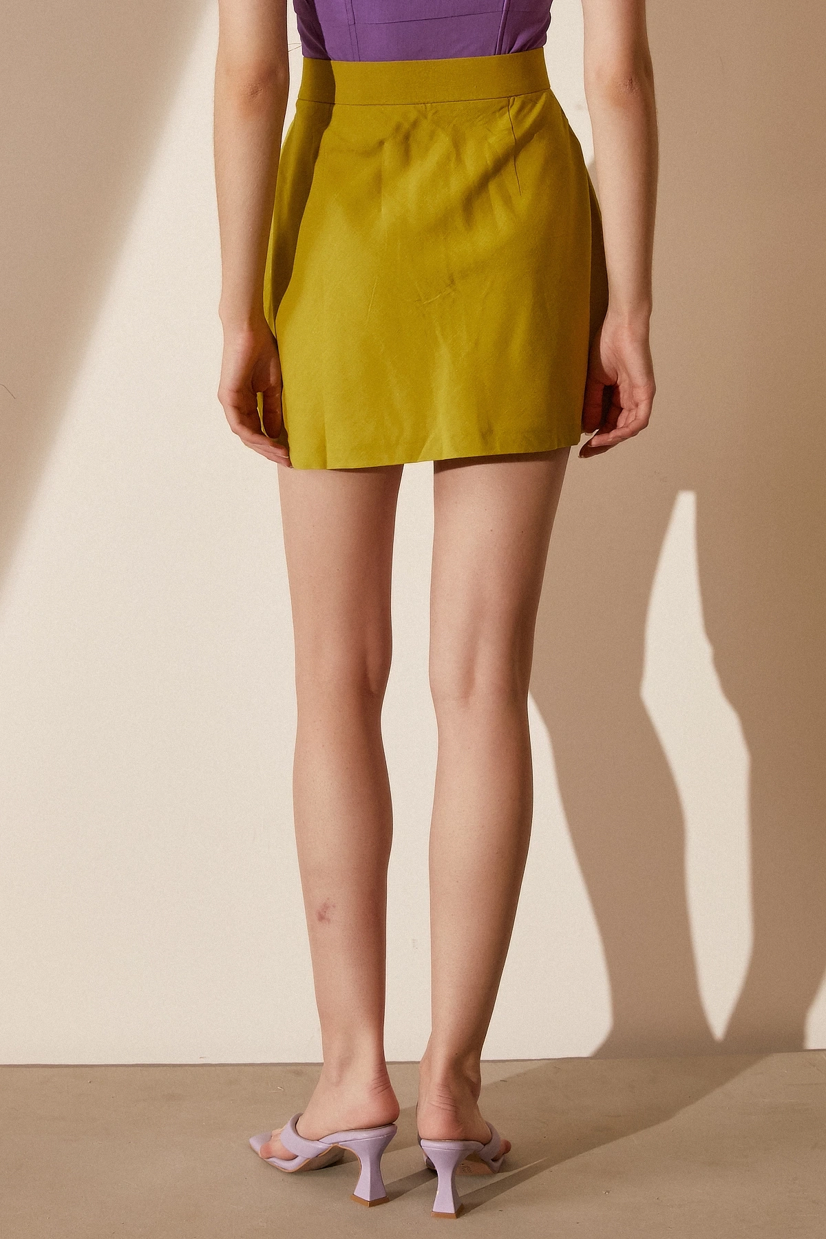 Yüksek Bel Şort Hardal