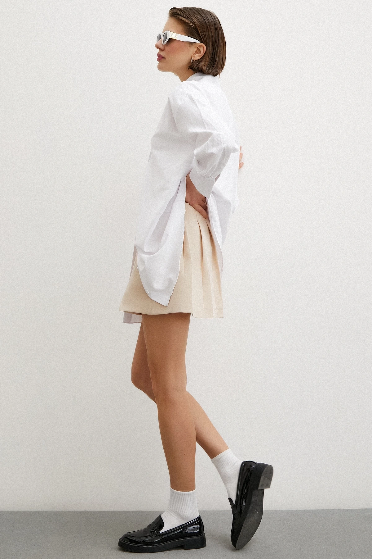 Gömlek Etek Elbise Krem