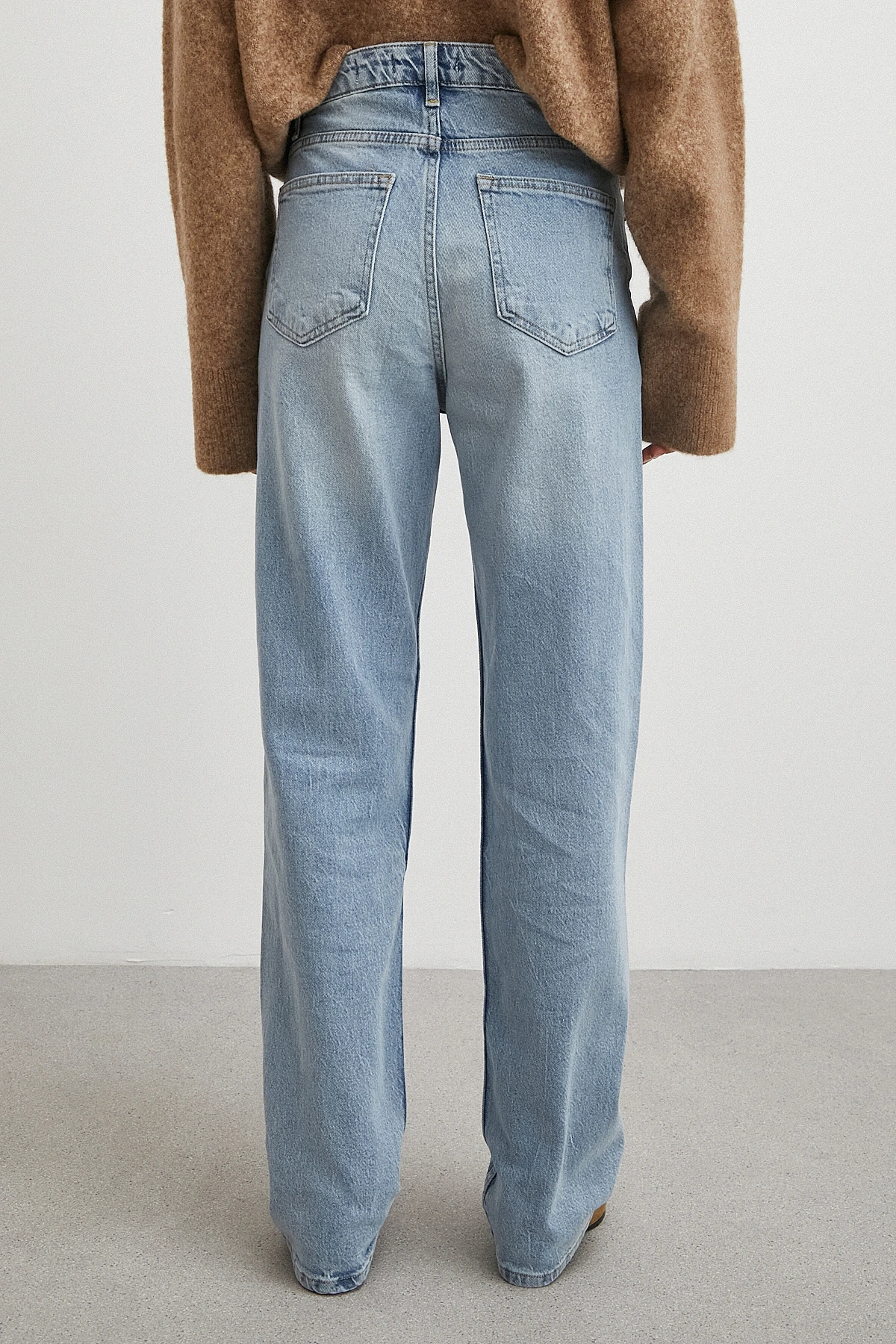 Yüksek Bel Straight Fit Jean Buz Mavisi