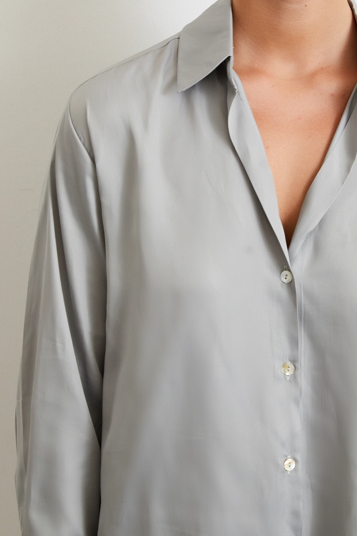 Diagonal Desen Gömlek Gri