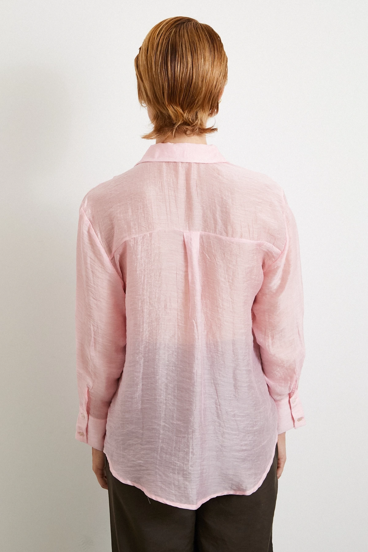 Modal Basic V Yaka Gömlek Pembe