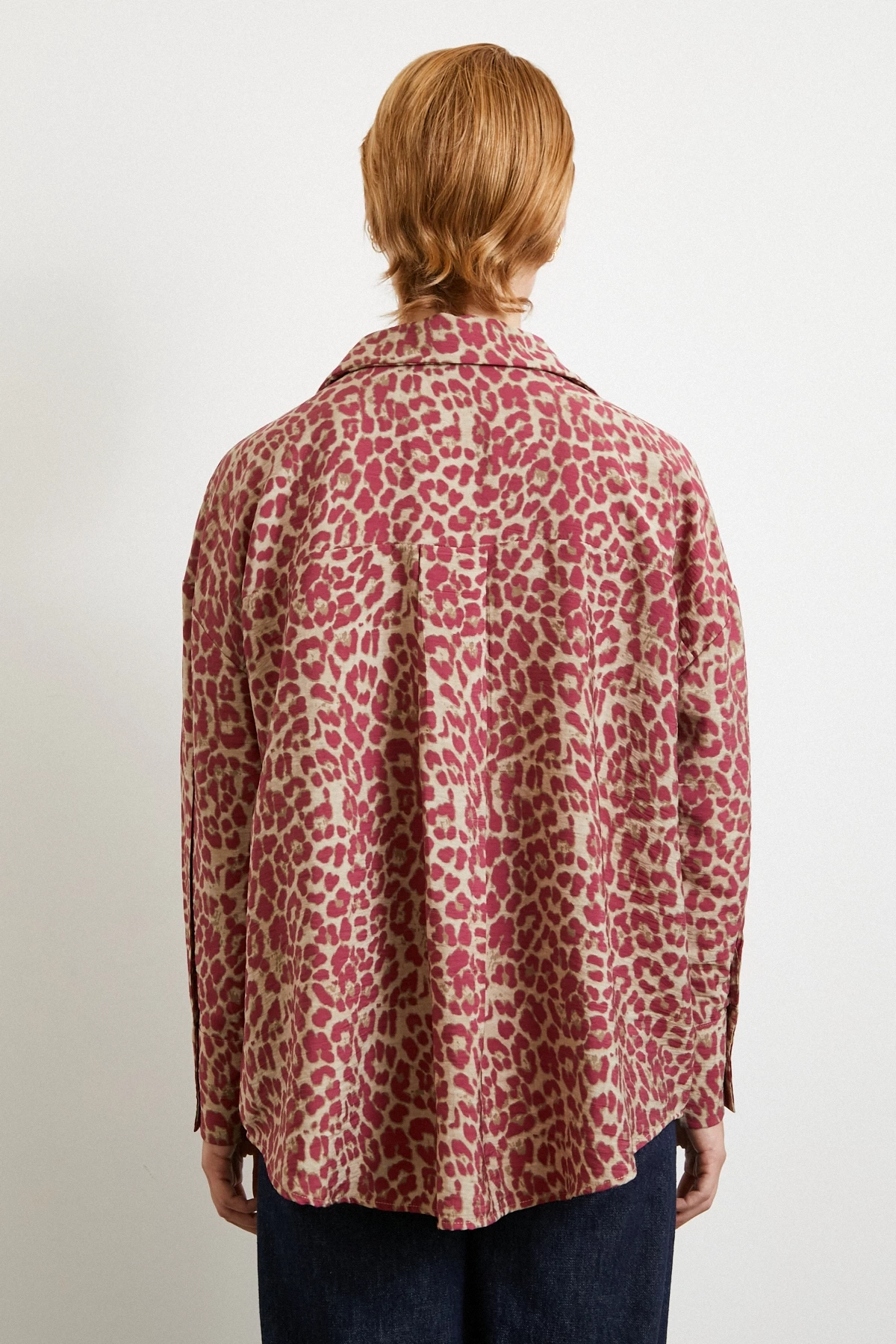 Leopar Desen Javanez Gömlek Yeşil