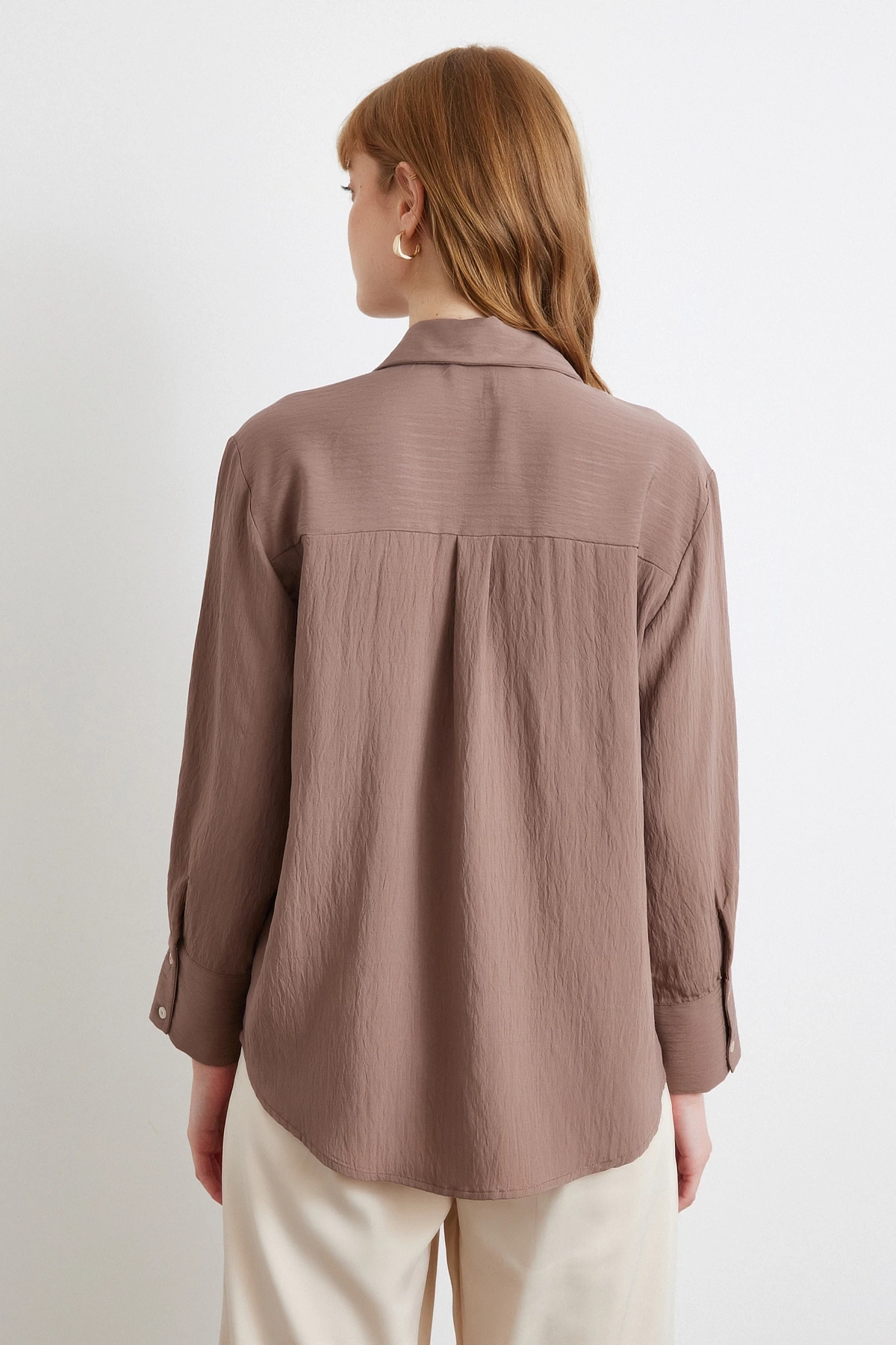 Paralel Çizgili Gömlek Kahve