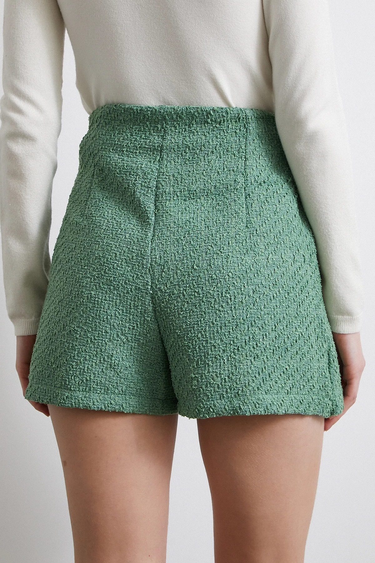 Yırtmaçlı Şort Etek Yeşil