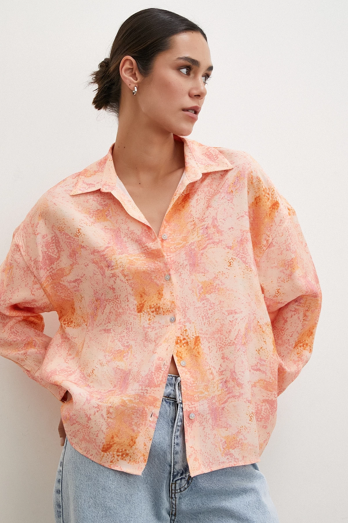 Damla Desenli Gömlek Pembe