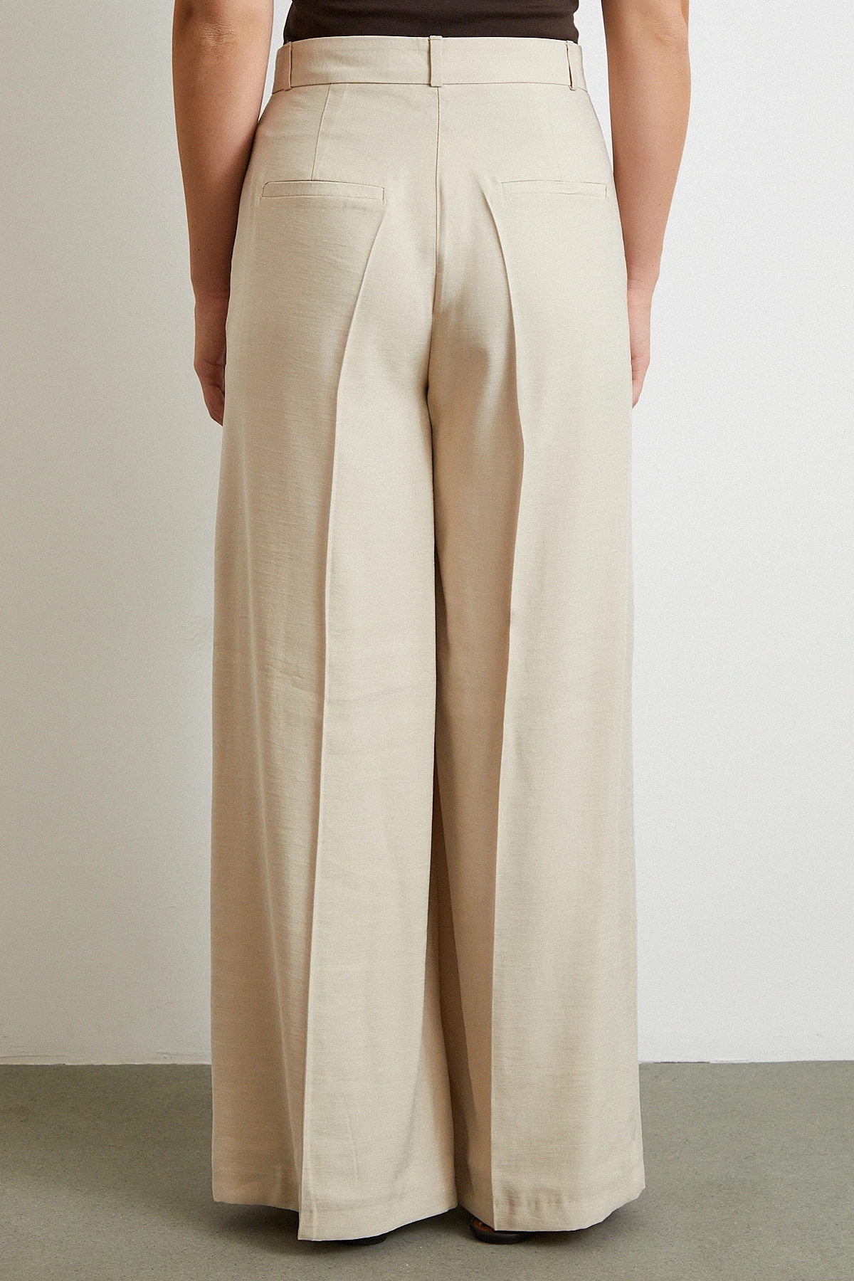 Geniş Paça Palazzo Pantolon Taş