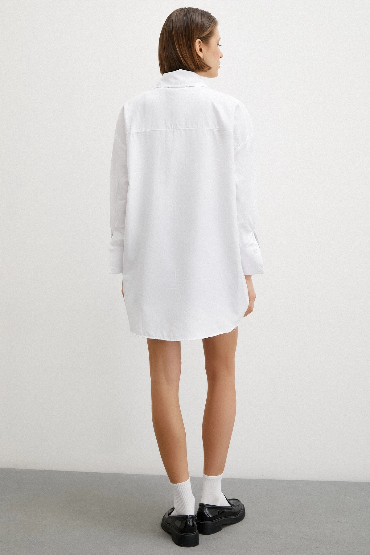 Gömlek Etek Elbise Gri