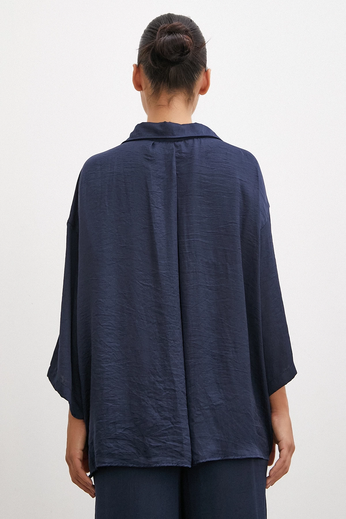 Dökümlü Romantik Gömlek Lacivert