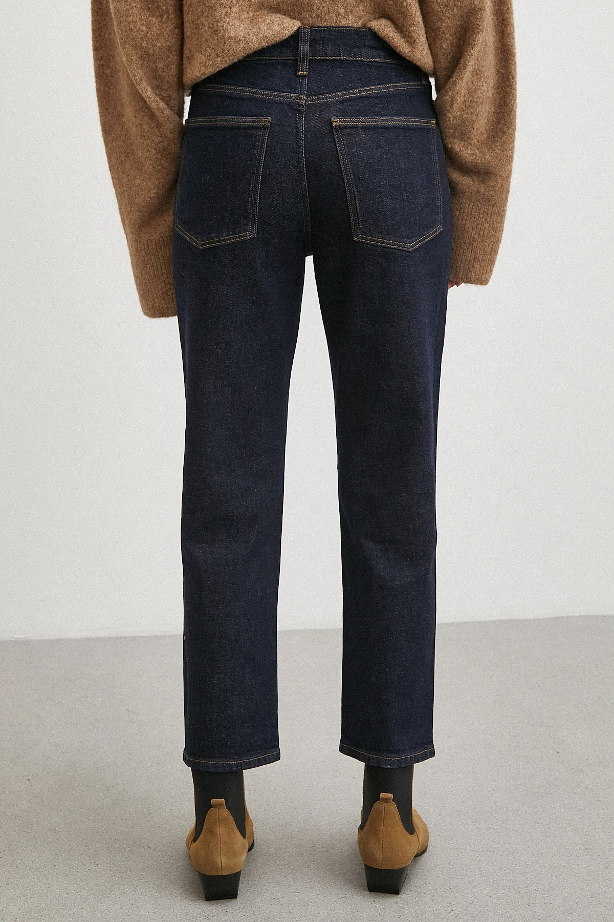 Yüksek Bel Dar Paça Jean Lacivert