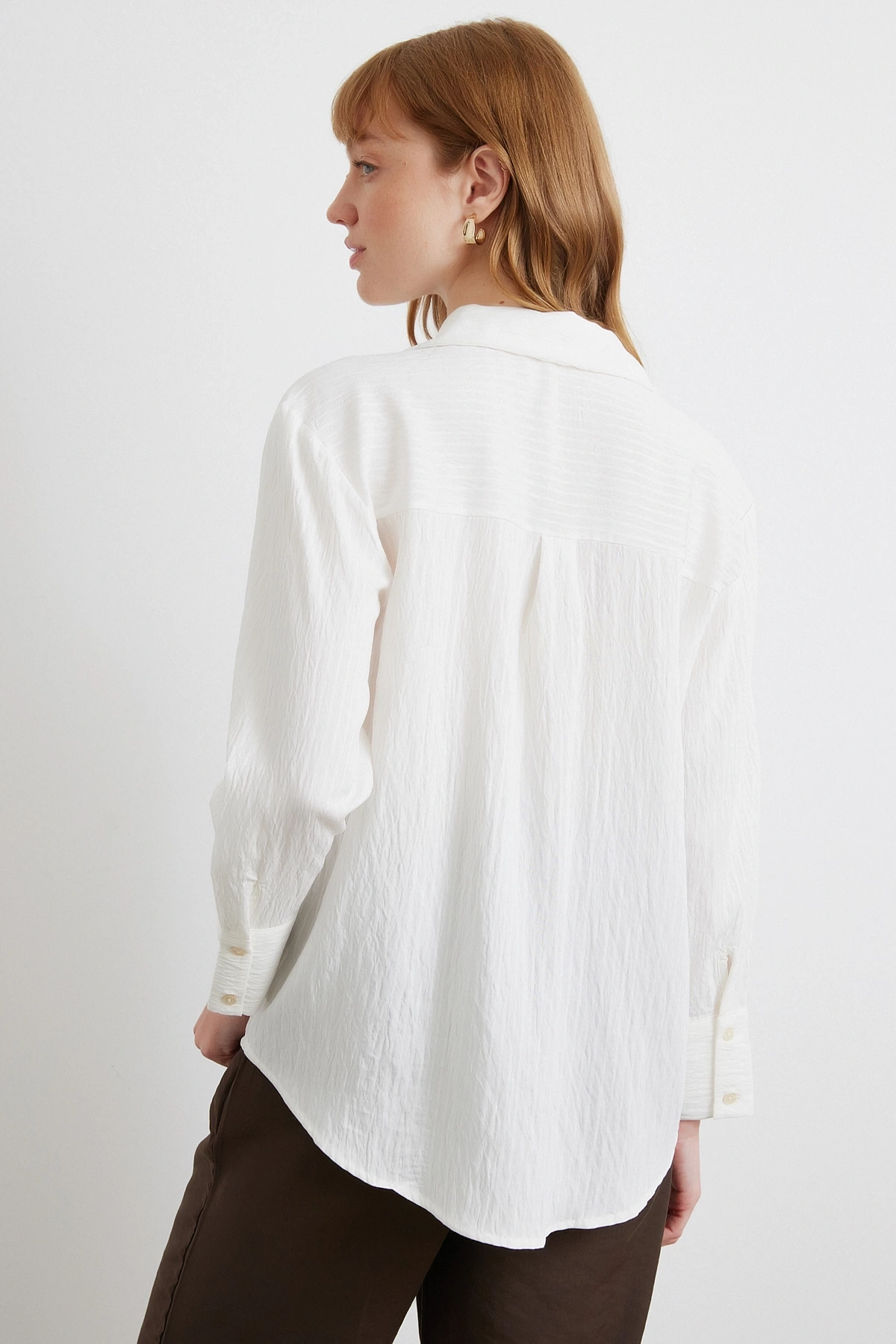 Paralel Çizgili Gömlek Beyaz