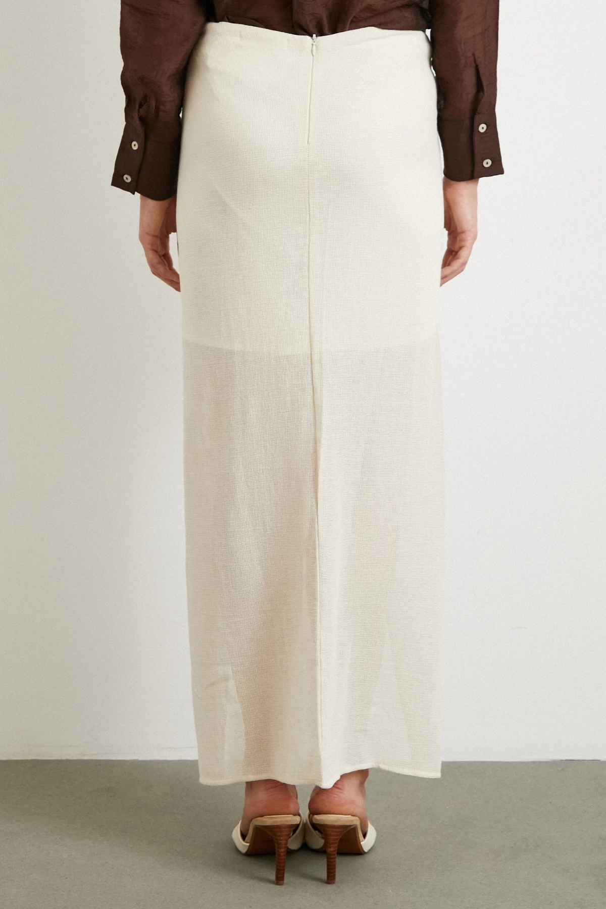 Önü Bağlamalı Etek Krem